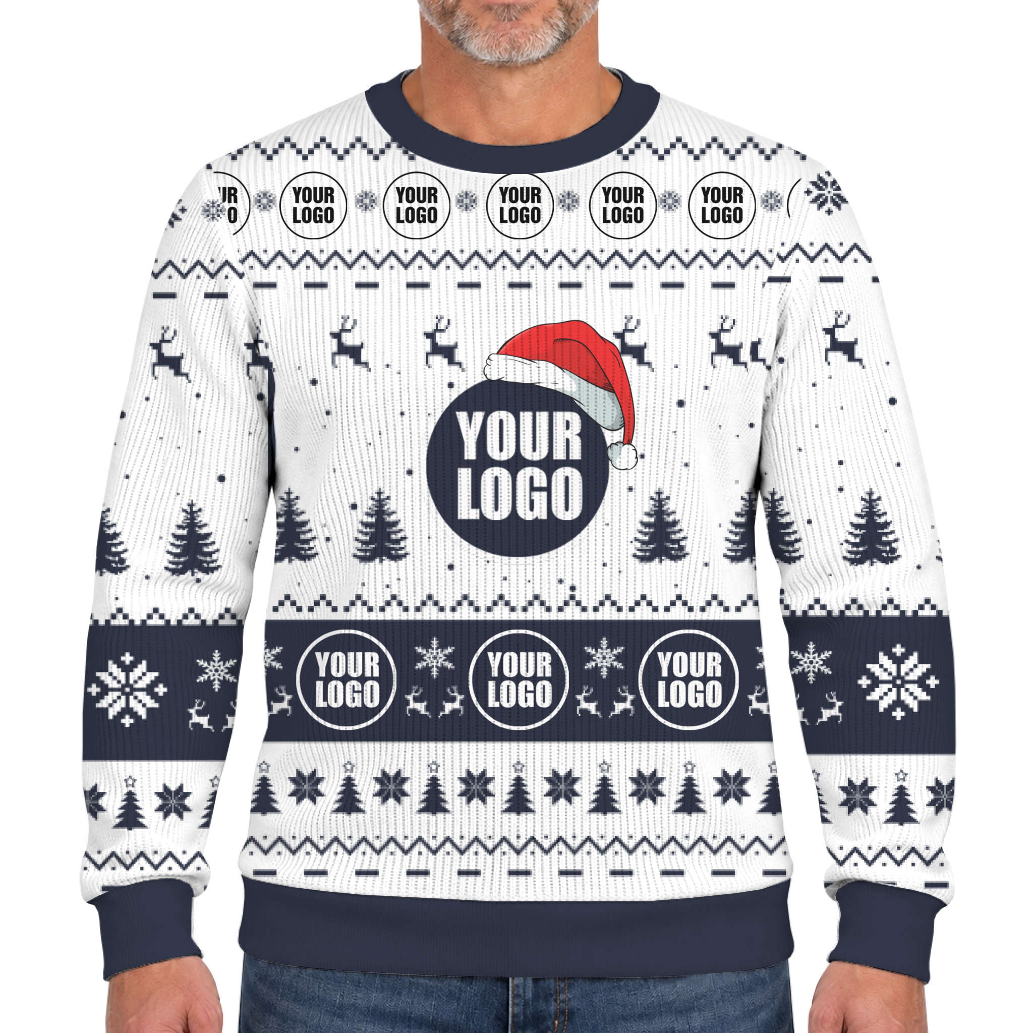 Custom Brand Logo Santa Hat Ugly Xmas Soft Sweater 6