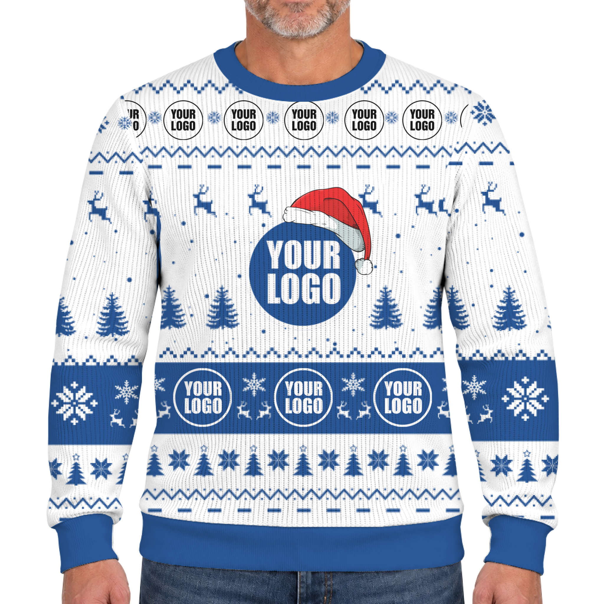 Custom Brand Logo Santa Hat Ugly Xmas Soft Sweater 7