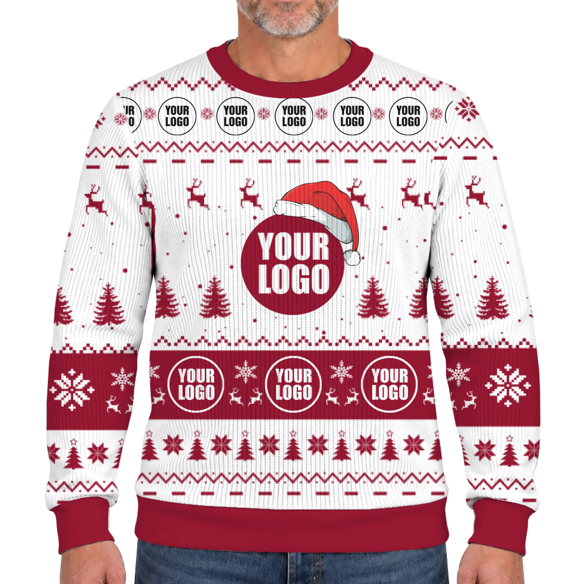 Custom Brand Logo Santa Hat Ugly Xmas Soft Sweater 8