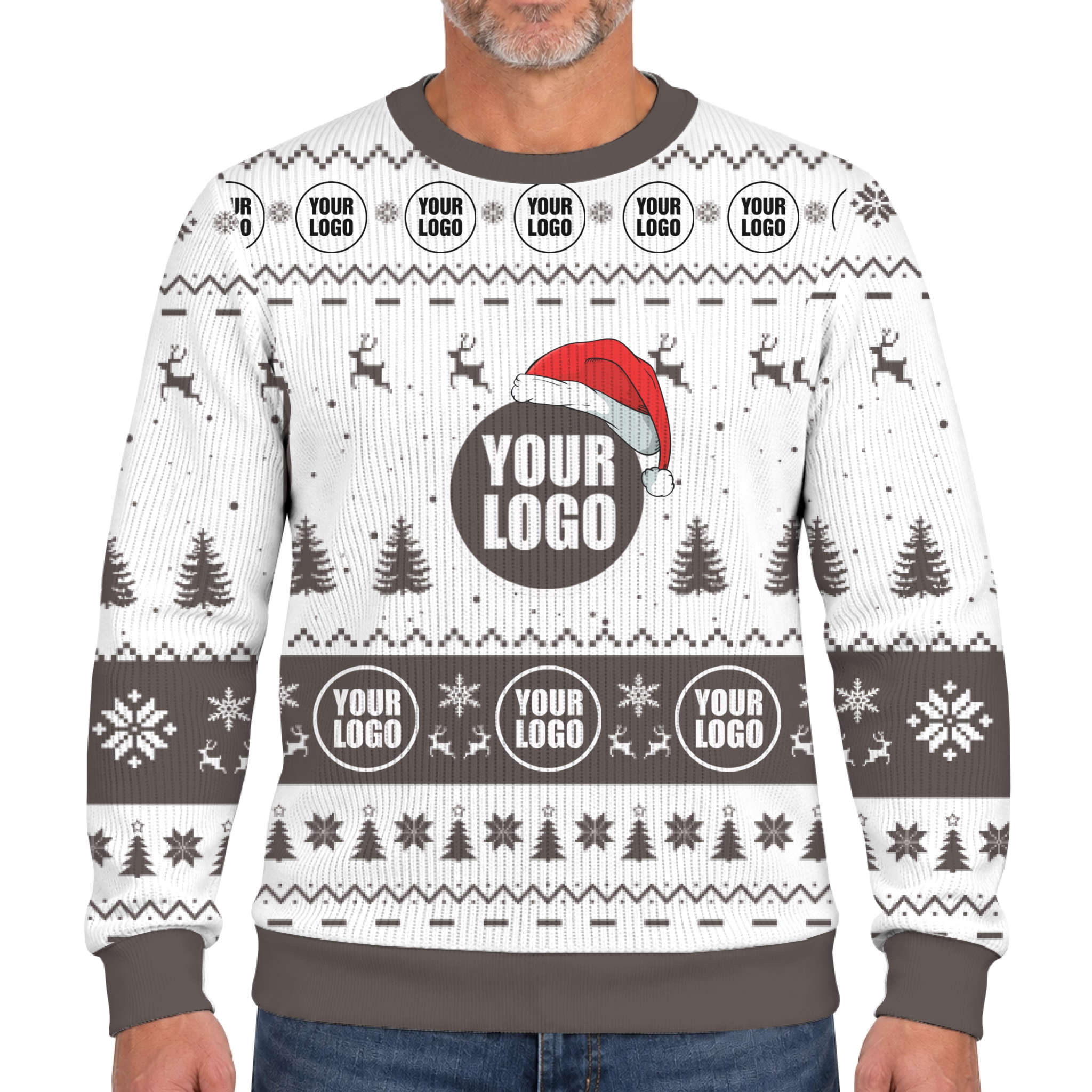 Custom Brand Logo Santa Hat Ugly Xmas Soft Sweater 9