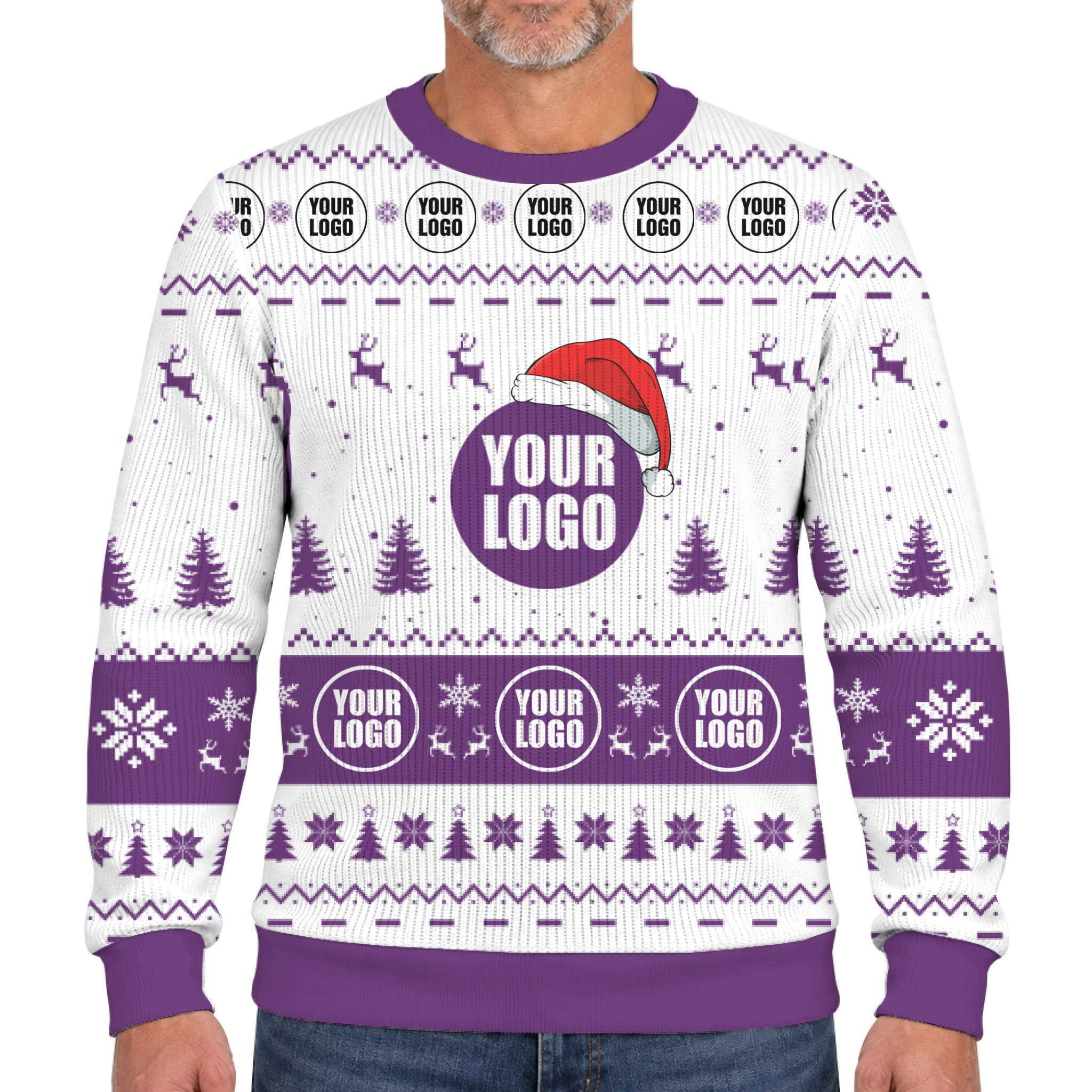 Custom Brand Logo Santa Hat Ugly Xmas Soft Sweater 10