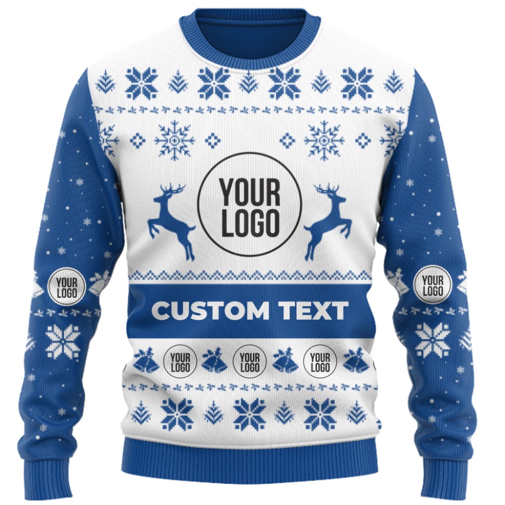 Custom Brand Name And Logo Reindeer Antlers Christmas Sweater 10