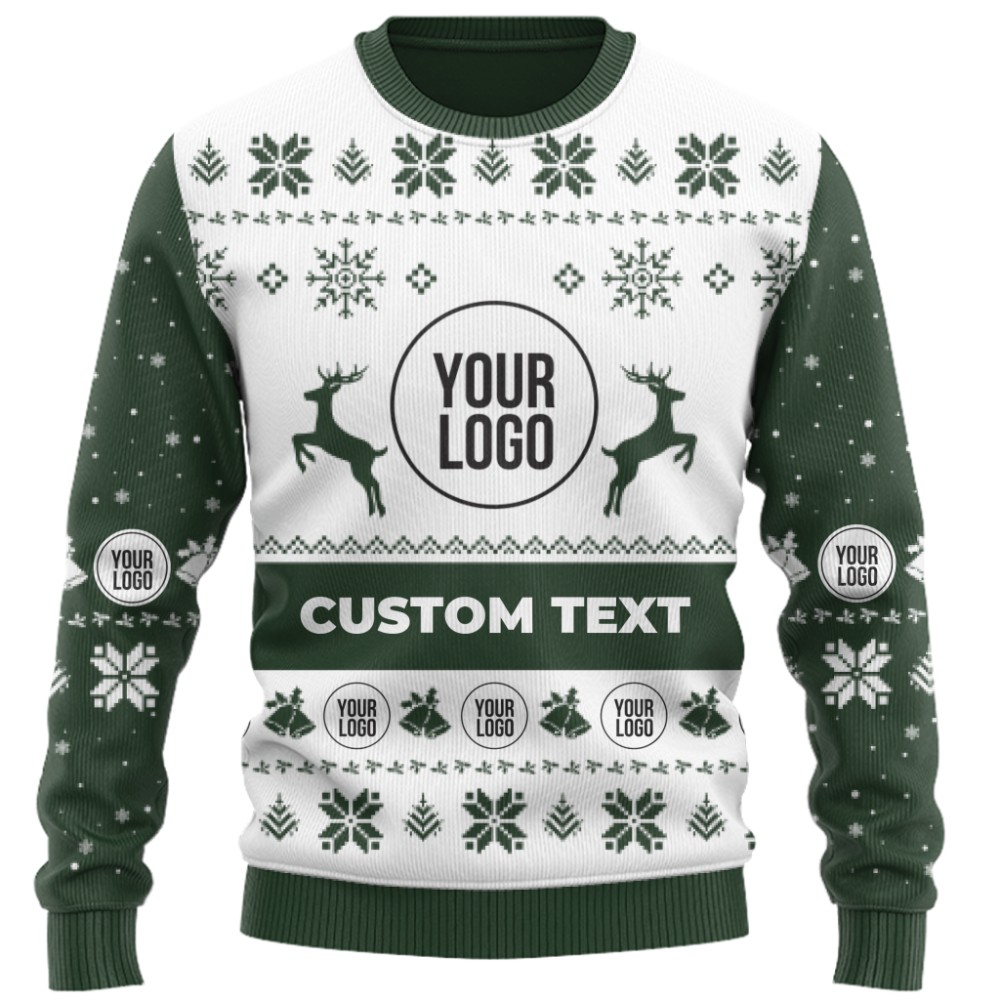 Custom Brand Name And Logo Reindeer Antlers Christmas Sweater 5