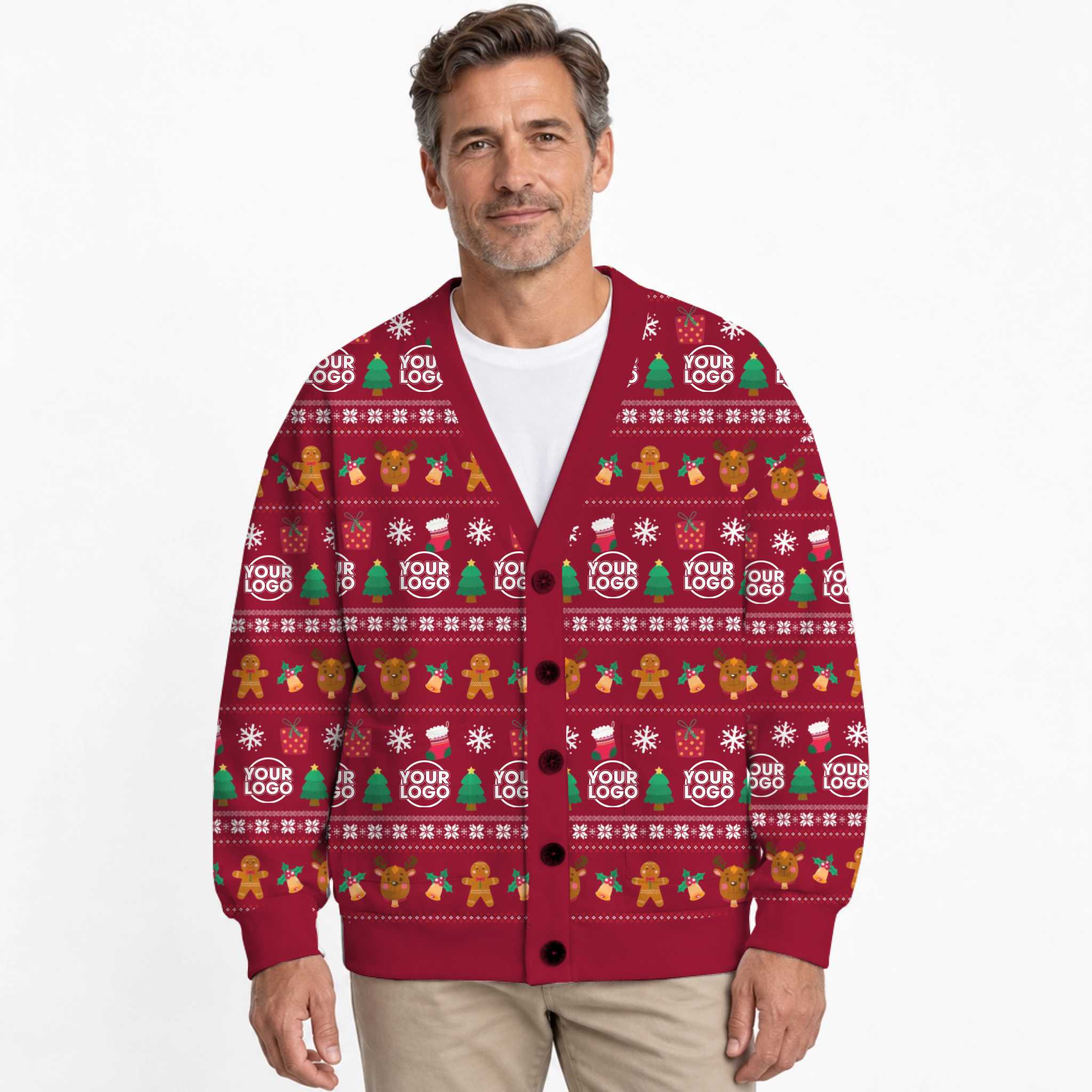 Custom Christmas Cardigan With Logo Or Face Unisex  2