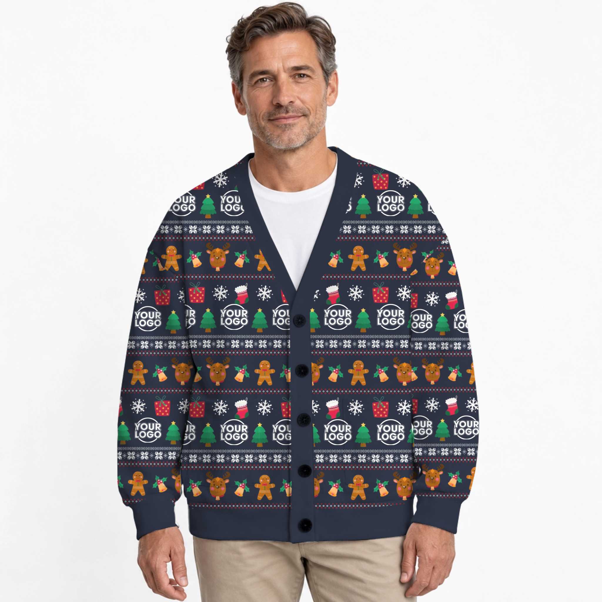 Custom Christmas Cardigan With Logo Or Face Unisex  3