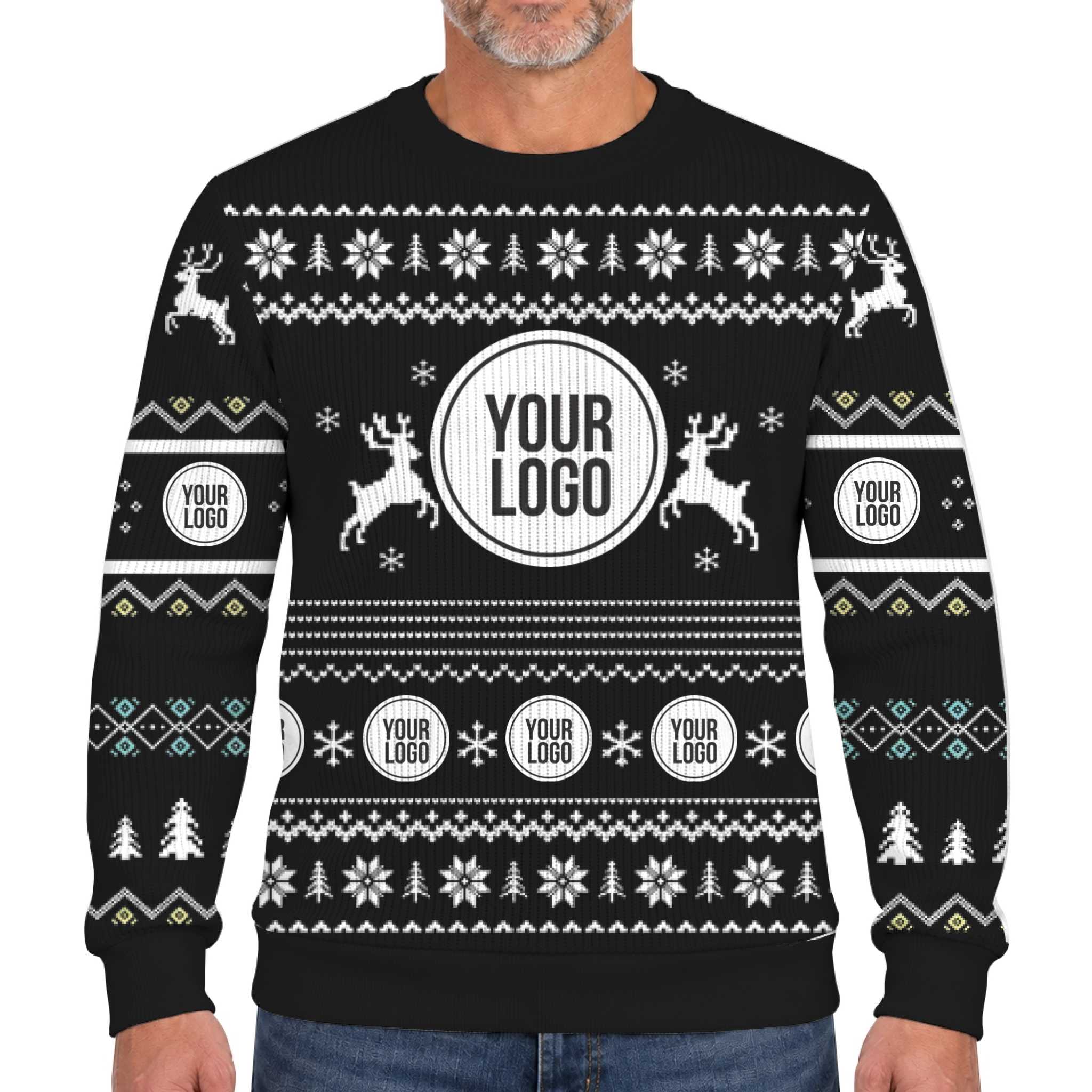 Custom Company Logo Christmas Soft Sweater With Reindeer 3