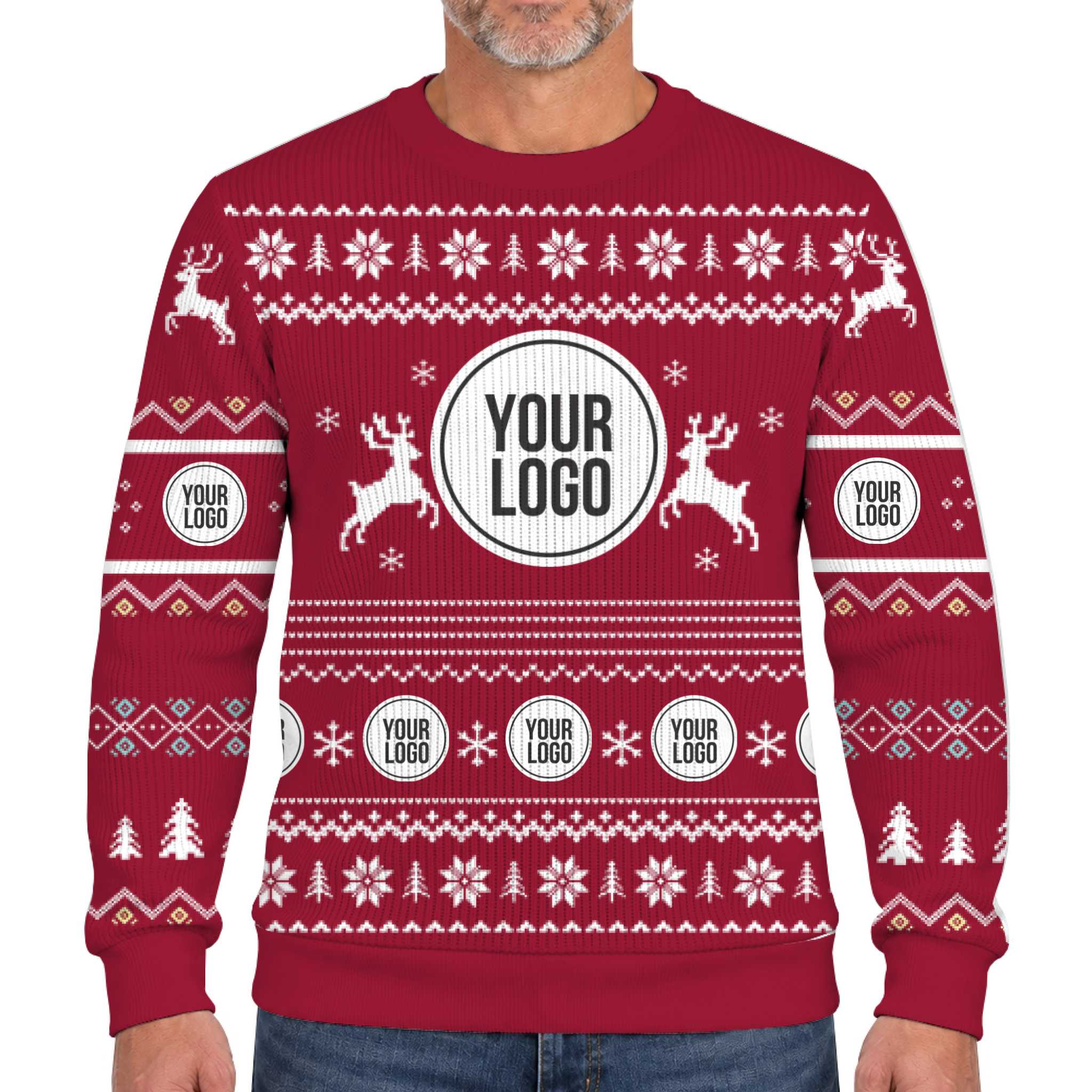 Custom Company Logo Christmas Soft Sweater With Reindeer 4