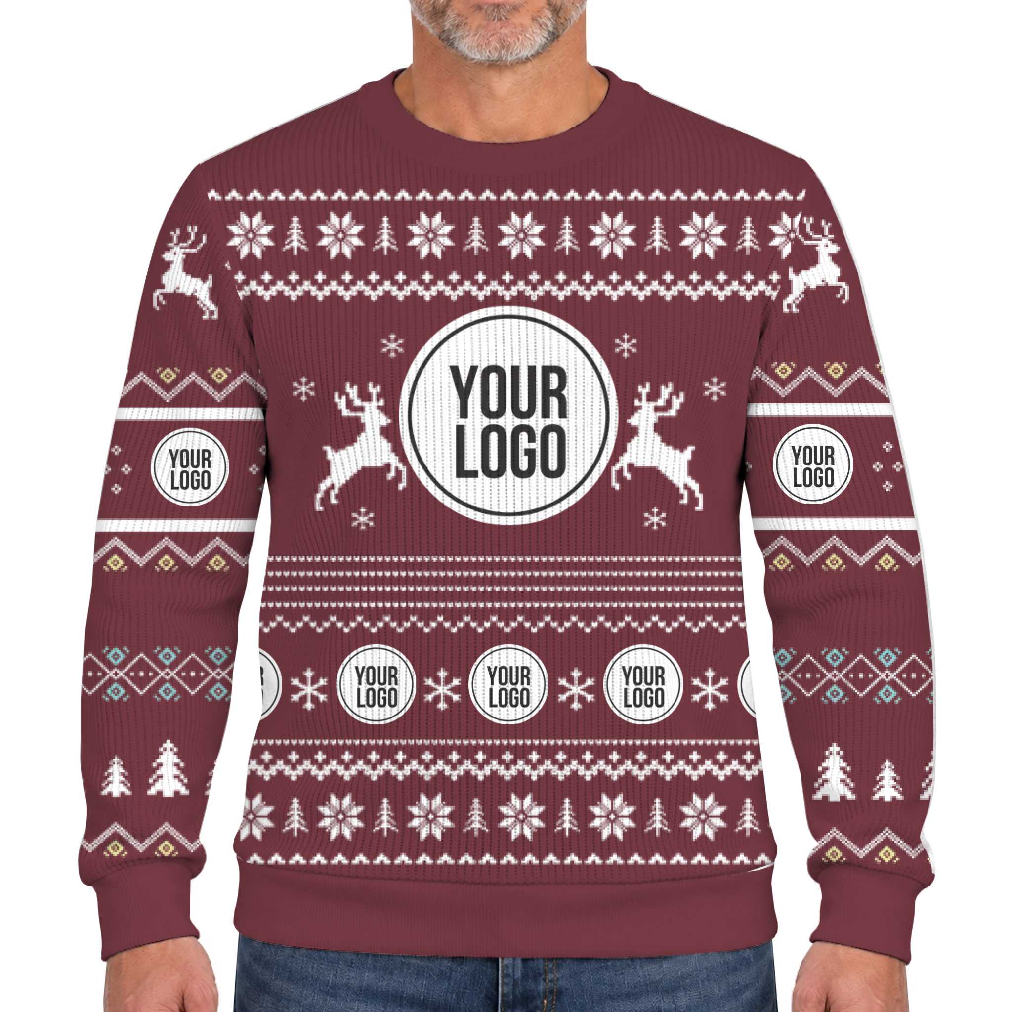 Custom Company Logo Christmas Soft Sweater With Reindeer 7