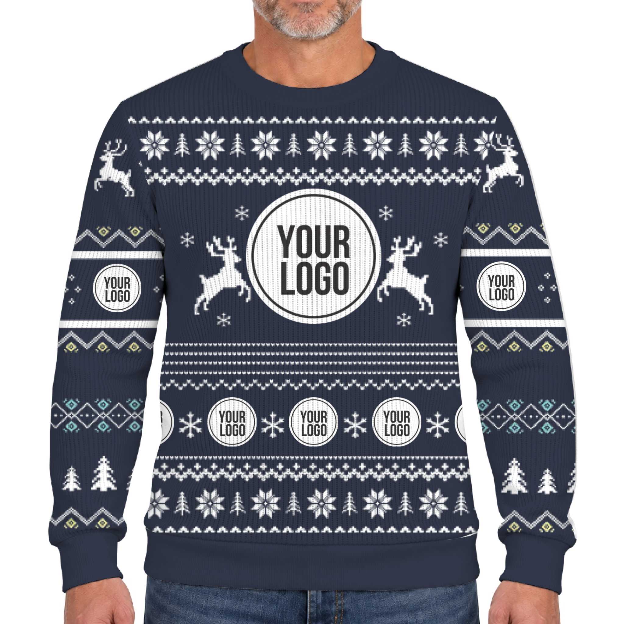 Custom Company Logo Christmas Soft Sweater With Reindeer 8