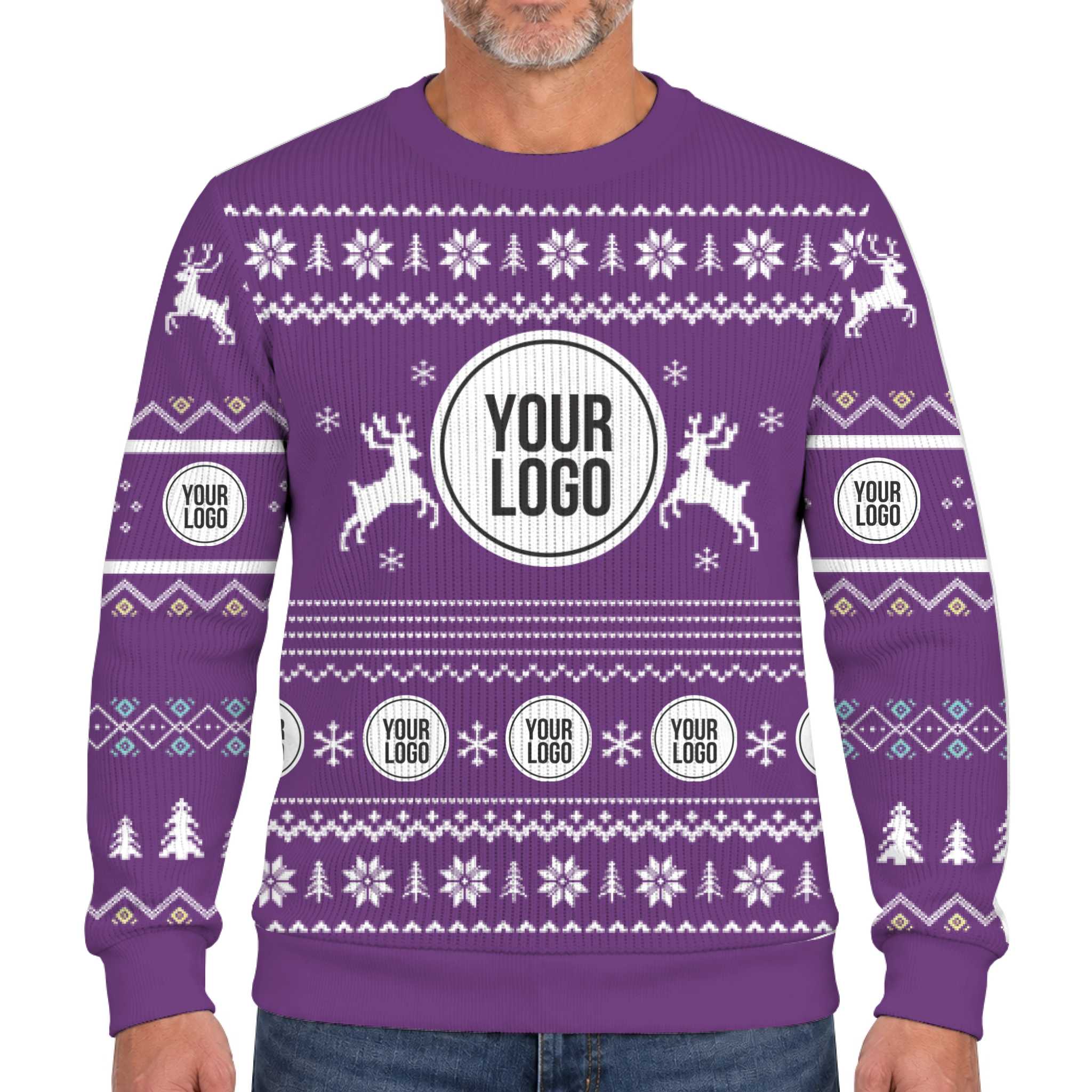 Custom Company Logo Christmas Soft Sweater With Reindeer 9