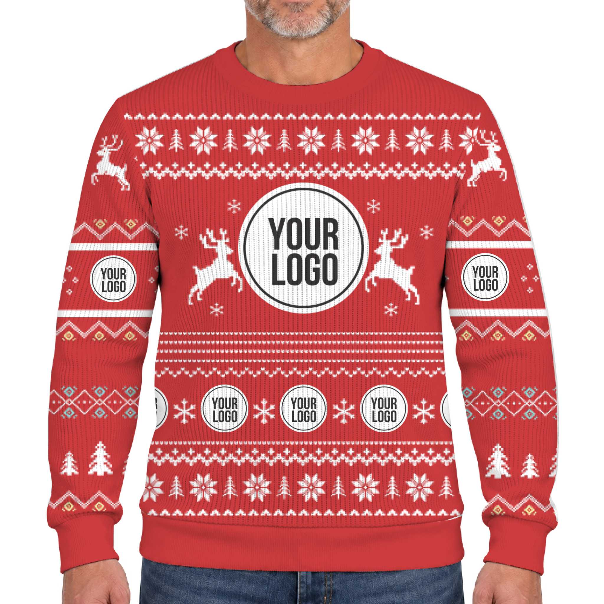 Custom Company Logo Christmas Soft Sweater With Reindeer 10