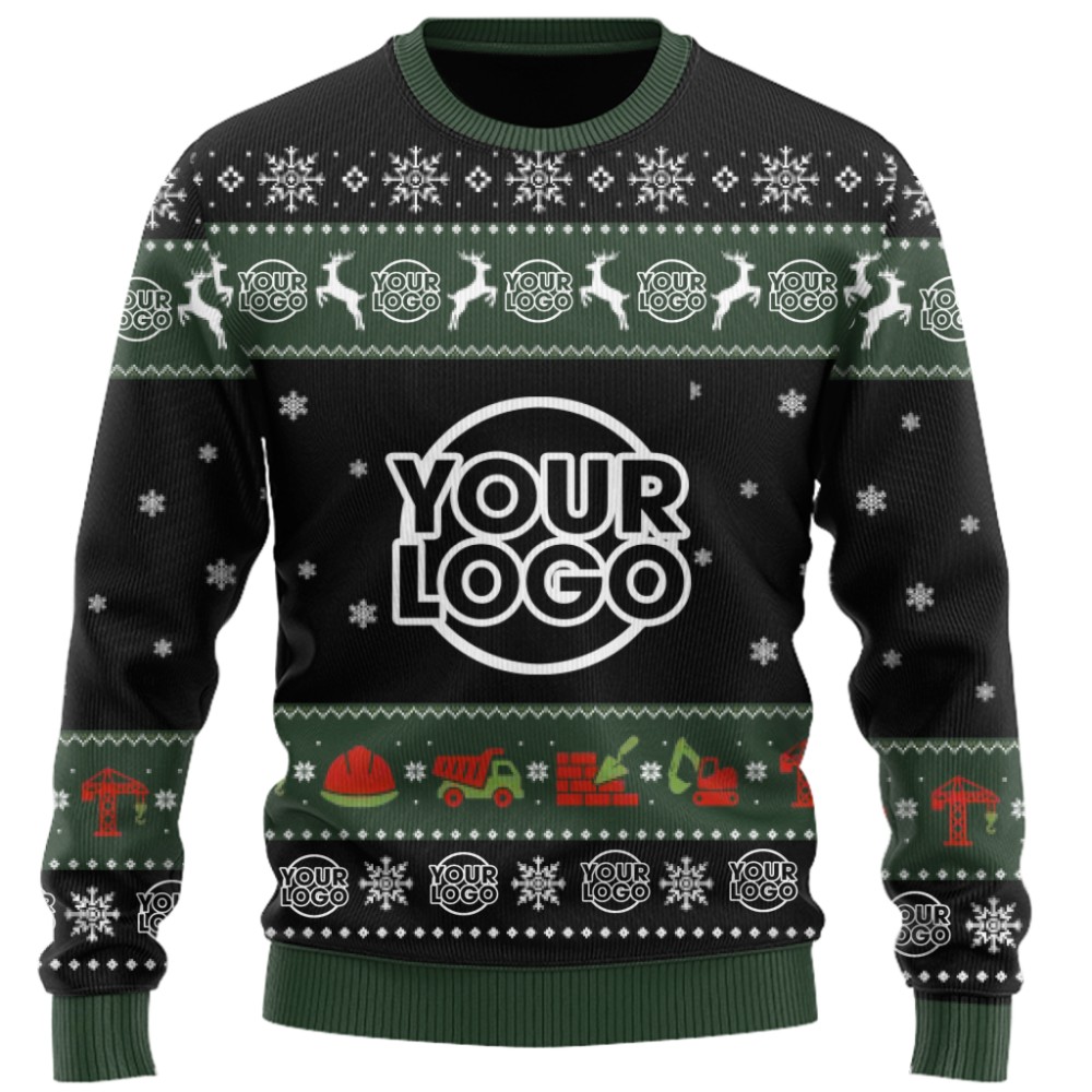 Custom Construction Company Logo Christmas Sweater 2