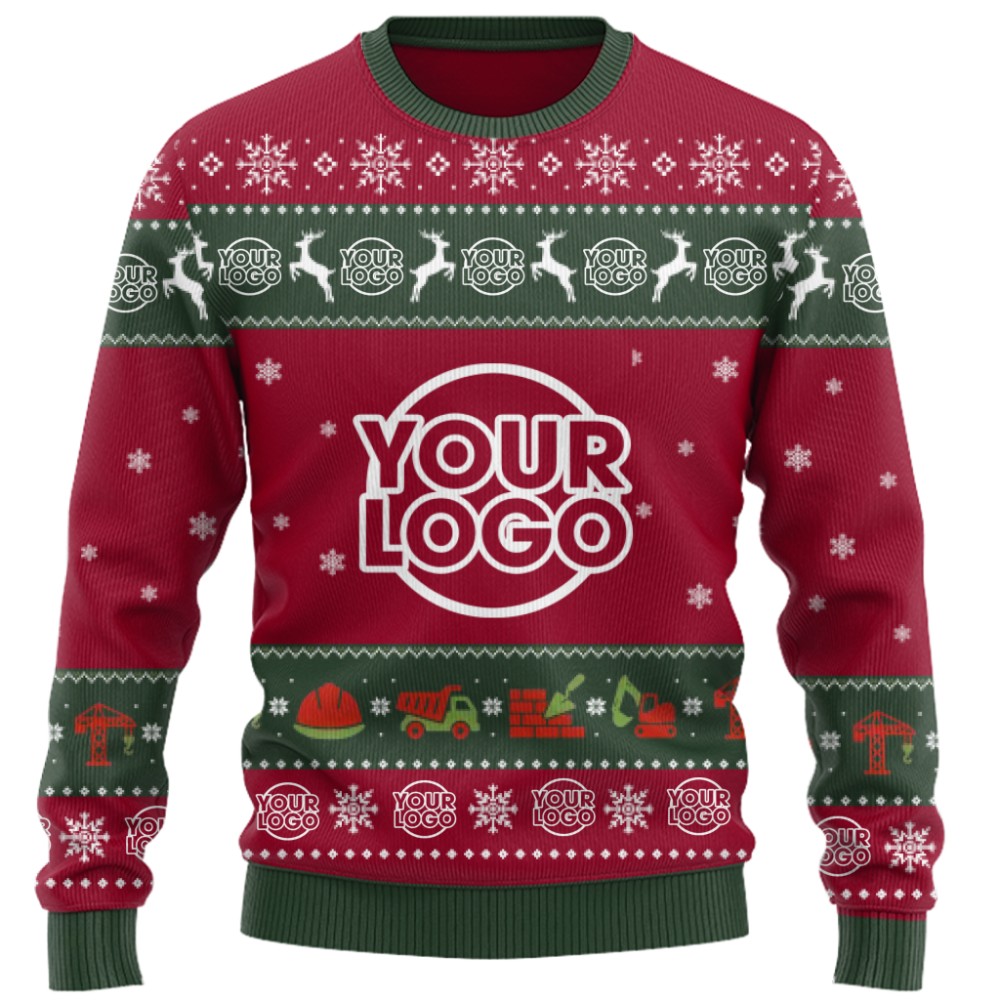Custom Construction Company Logo Christmas Sweater 3
