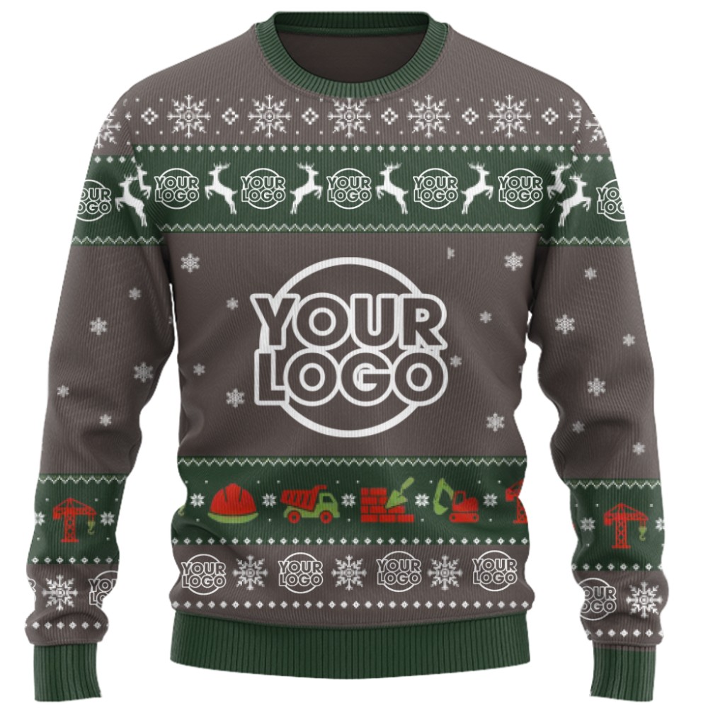 Custom Construction Company Logo Christmas Sweater 4