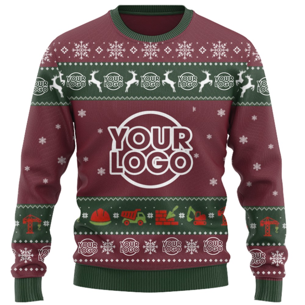 Custom Construction Company Logo Christmas Sweater 6