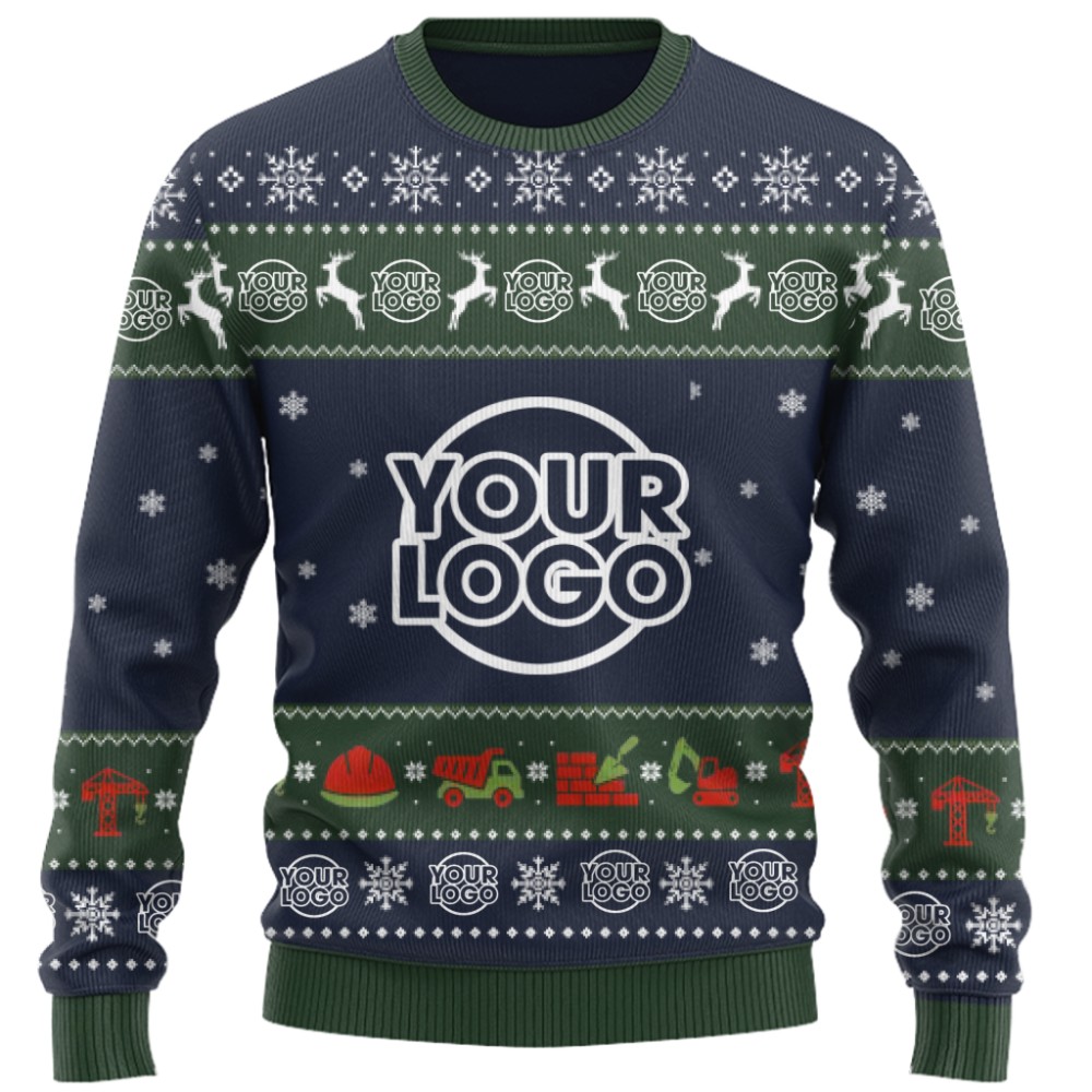 Custom Construction Company Logo Christmas Sweater 8