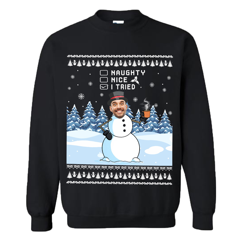Custom Face Funny Snowman Christmas Sweatshirt 4
