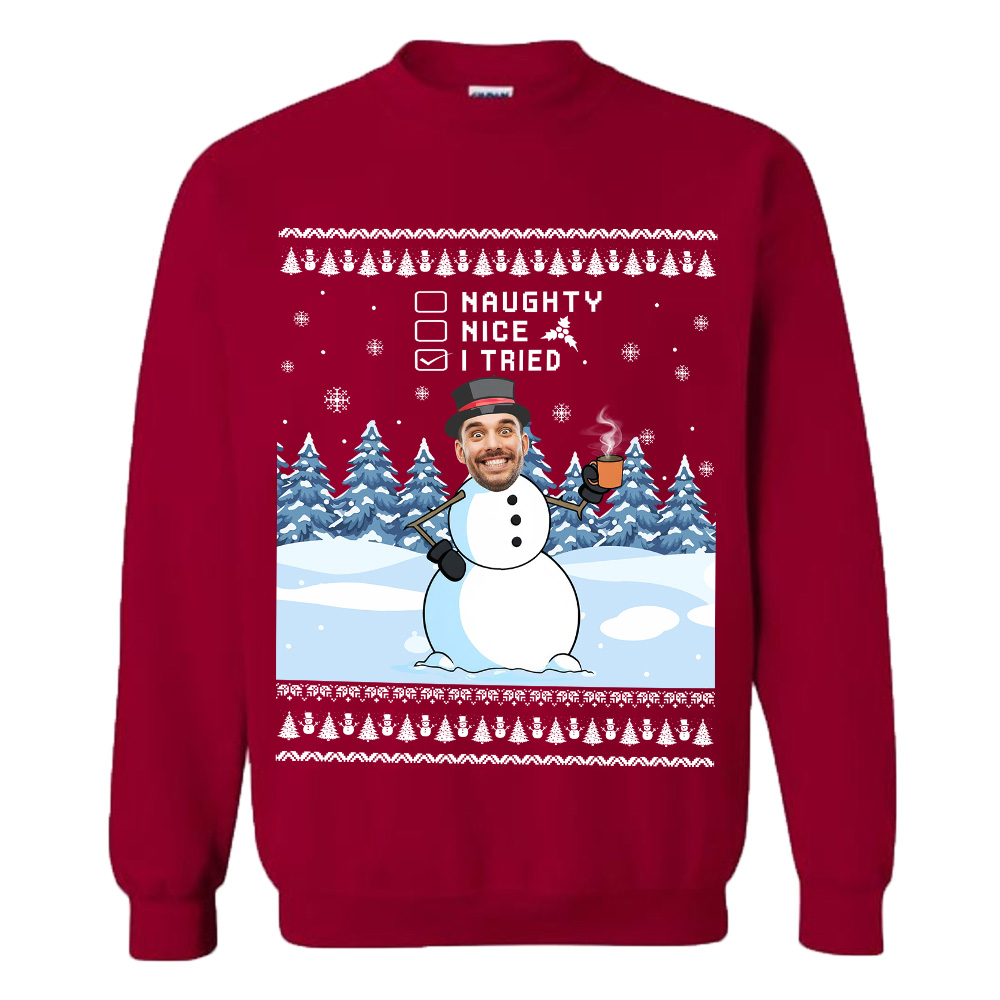 Custom Face Funny Snowman Christmas Sweatshirt 5