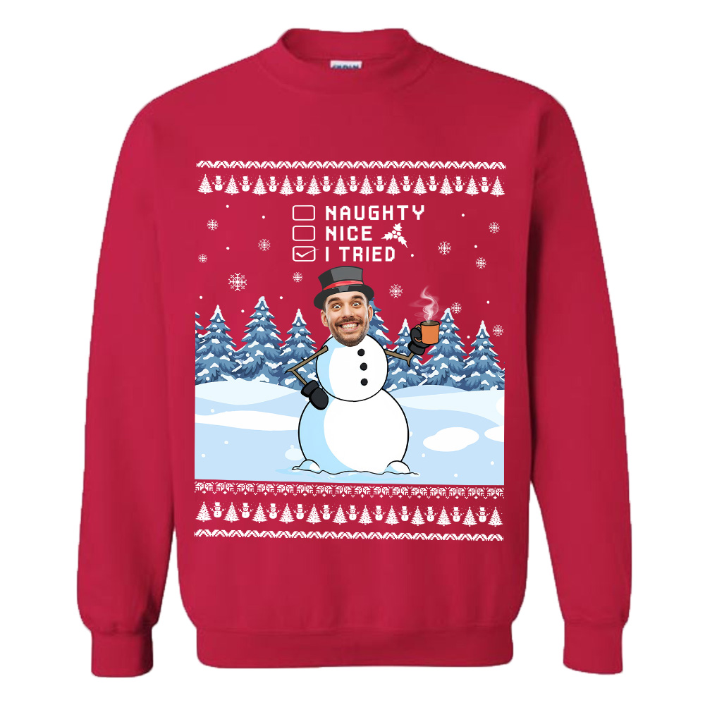 Custom Face Funny Snowman Christmas Sweatshirt 6