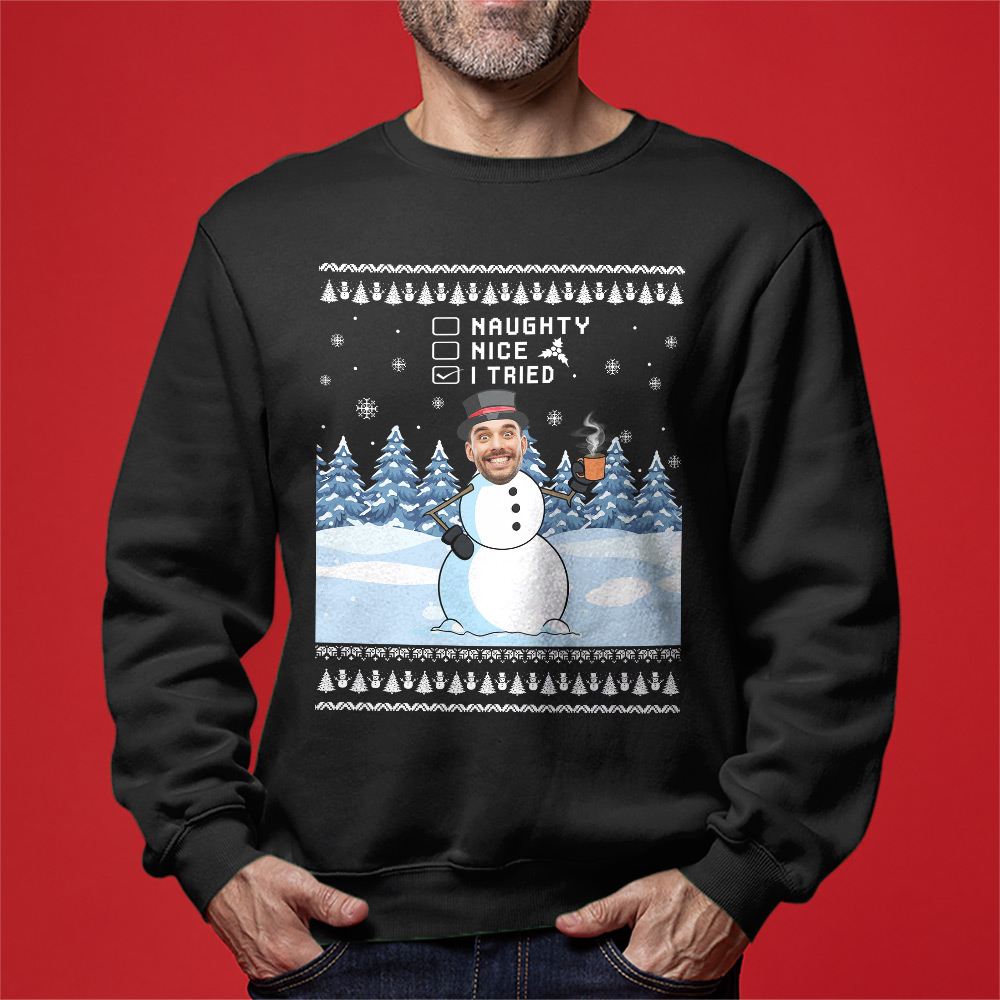 Custom Face Funny Snowman Christmas Sweatshirt 2