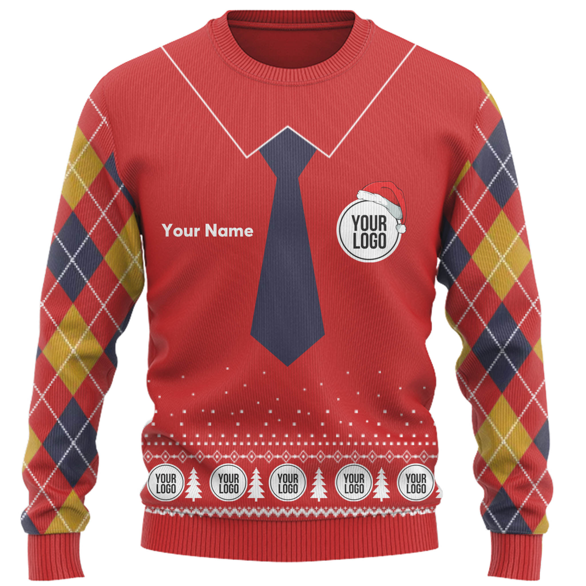 Custom Logo And Name Suit-like Ugly Christmas Sweater  9