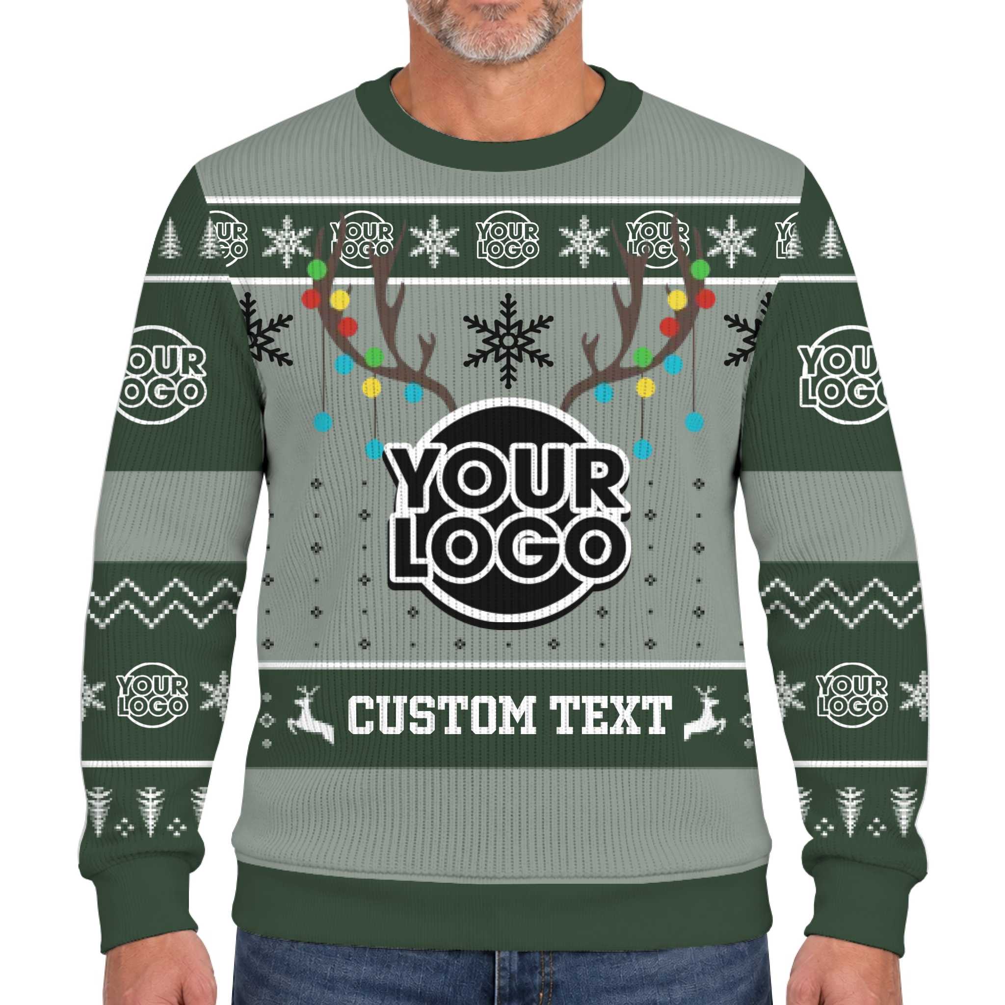 Custom Logo And Text Christmas Soft Sweater With Reindeer  3