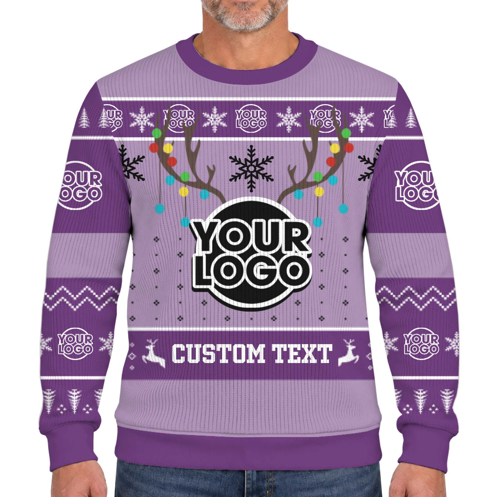 Custom Logo And Text Christmas Soft Sweater With Reindeer  4