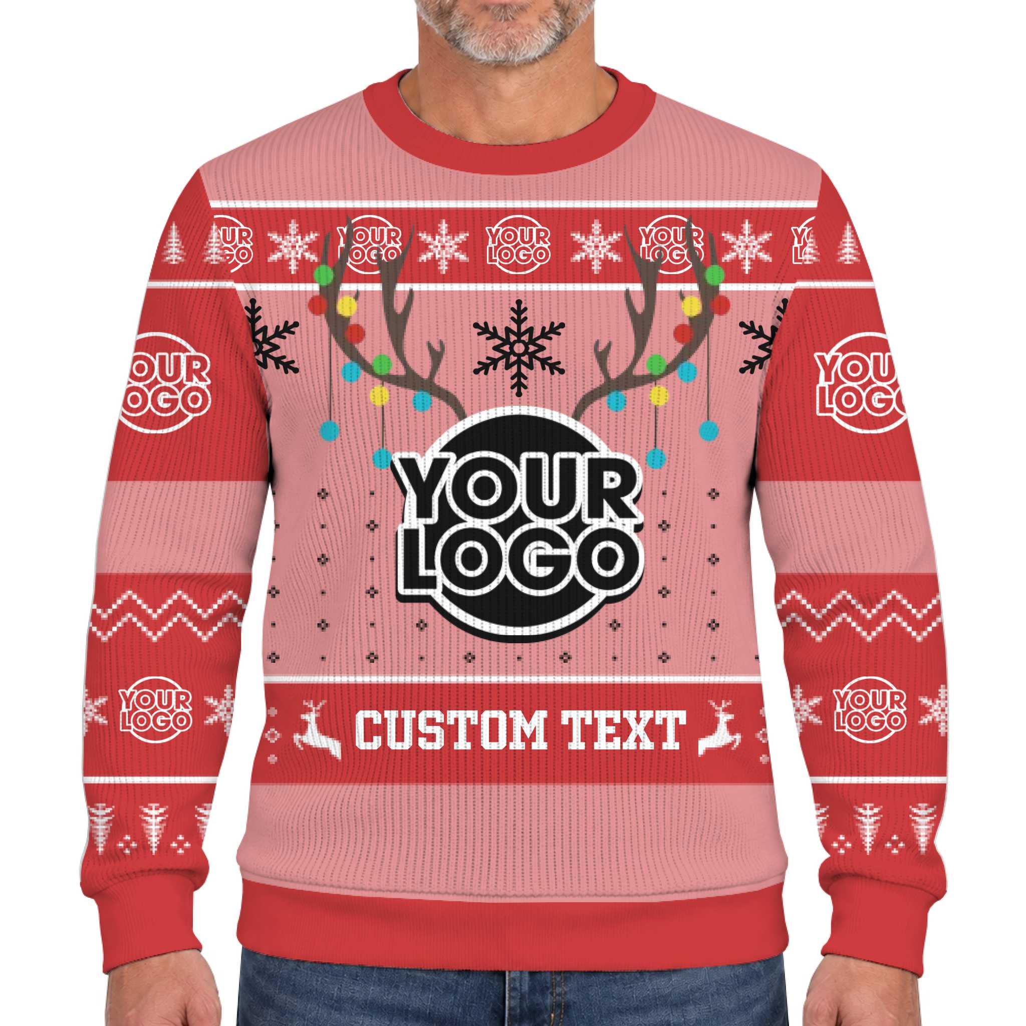 Custom Logo And Text Christmas Soft Sweater With Reindeer  5