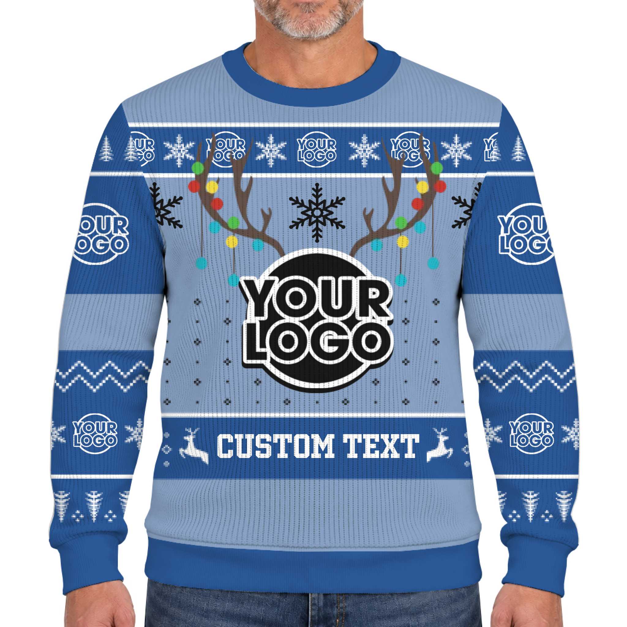 Custom Logo And Text Christmas Soft Sweater With Reindeer  6