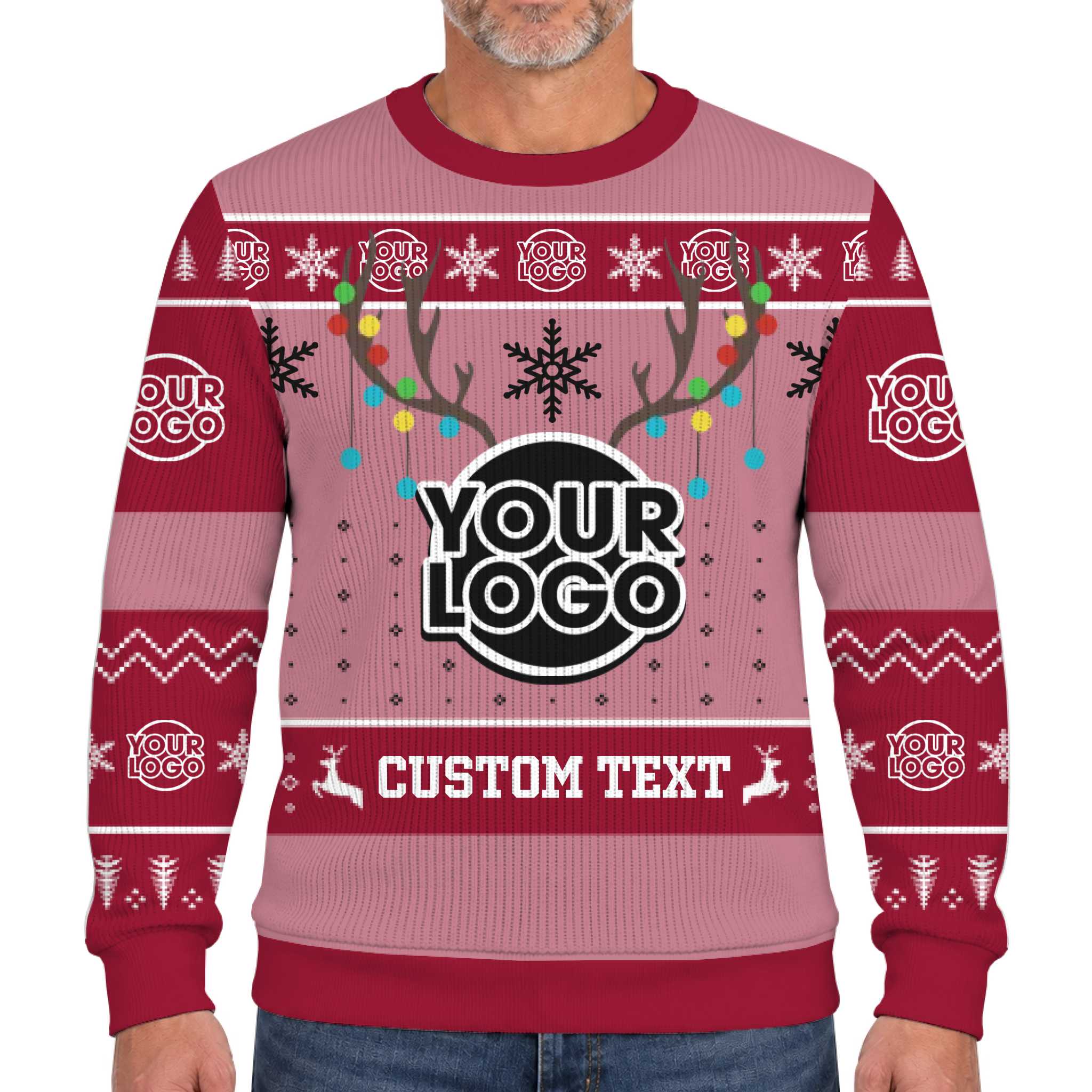 Custom Logo And Text Christmas Soft Sweater With Reindeer  7