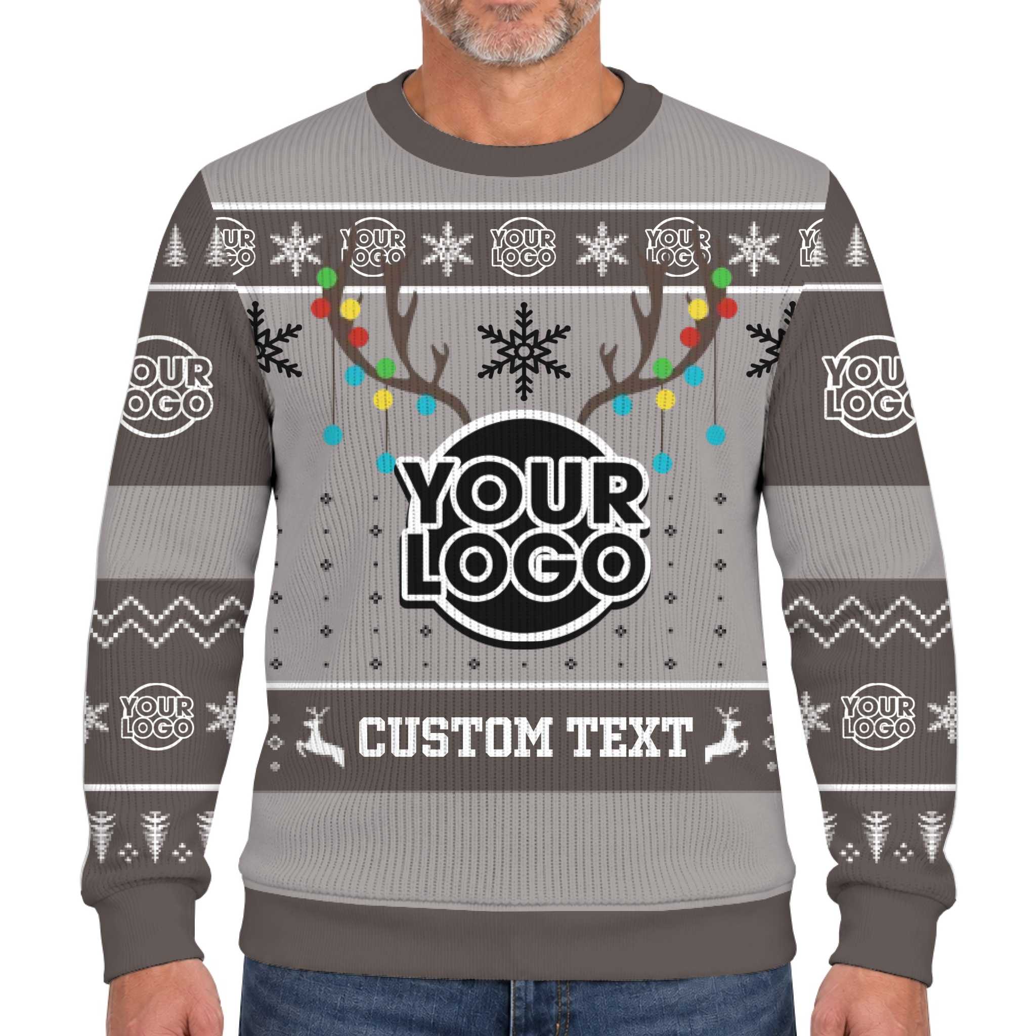 Custom Logo And Text Christmas Soft Sweater With Reindeer  8