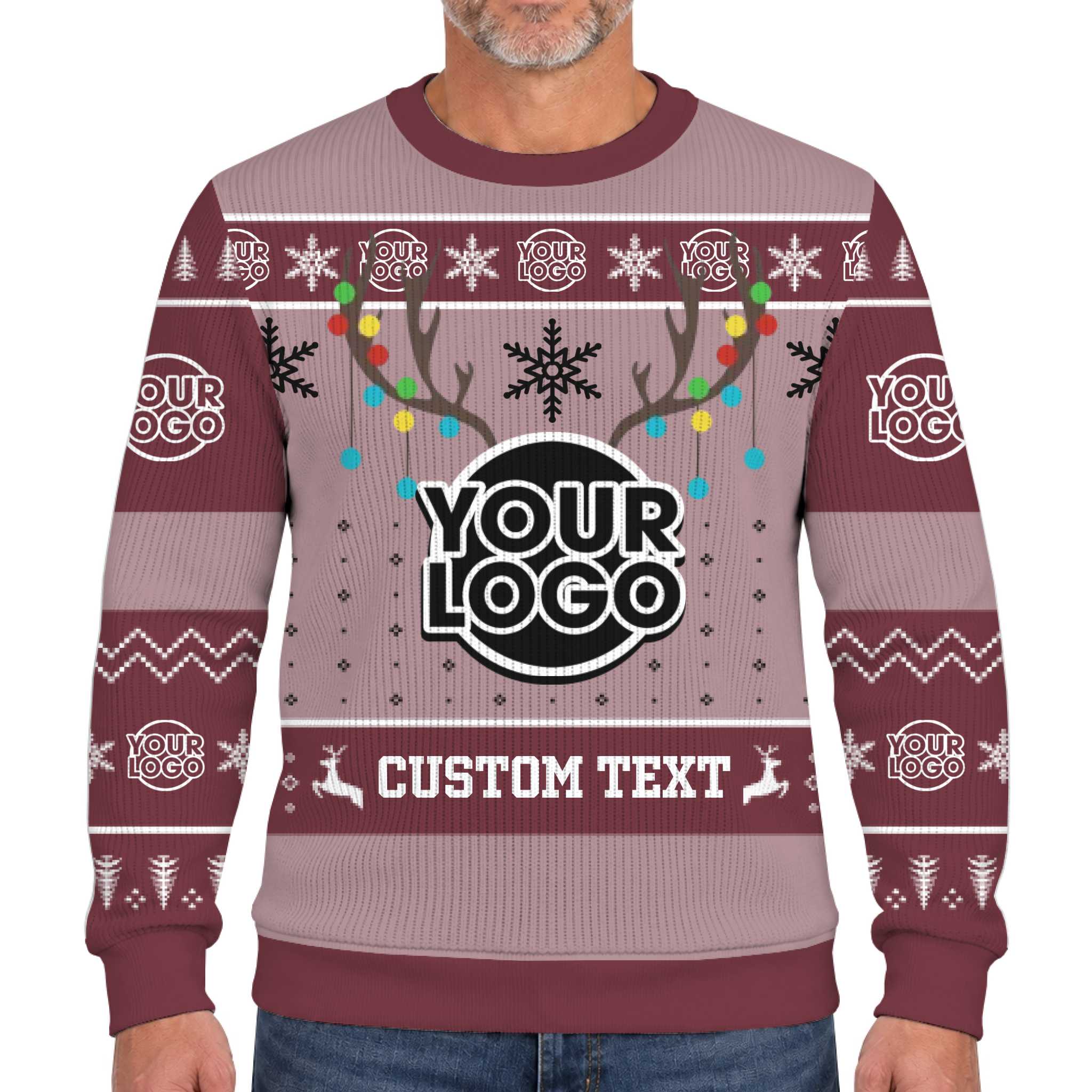Custom Logo And Text Christmas Soft Sweater With Reindeer  9