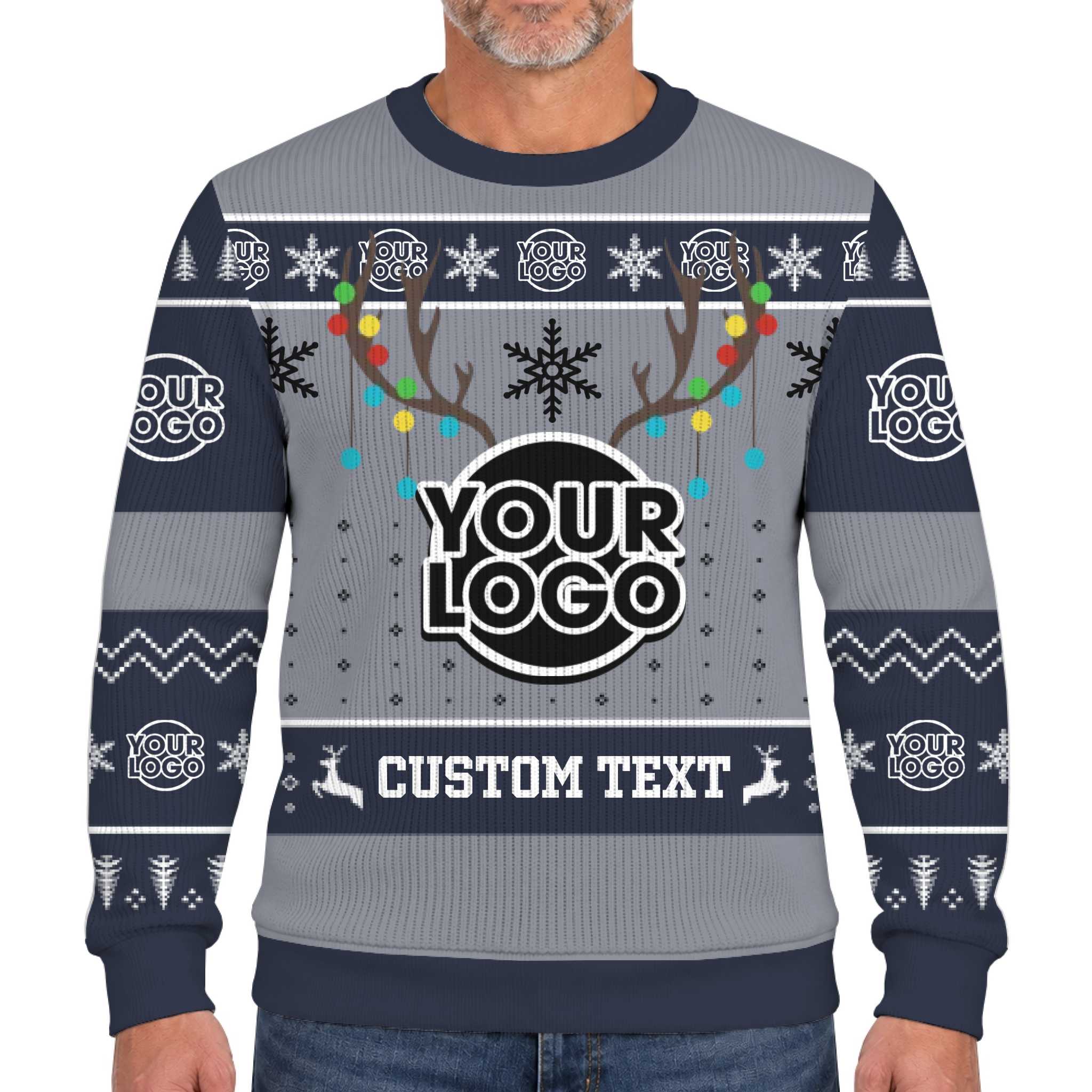Custom Logo And Text Christmas Soft Sweater With Reindeer  11