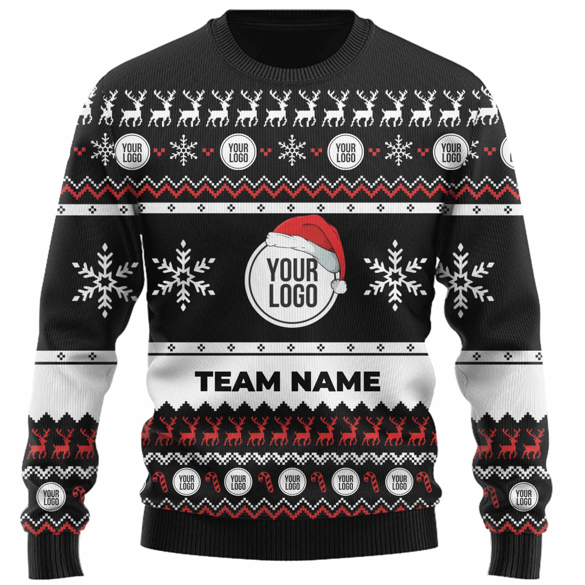 Custom Logo And Text Santa Hat Ugly Christmas Sweater  3