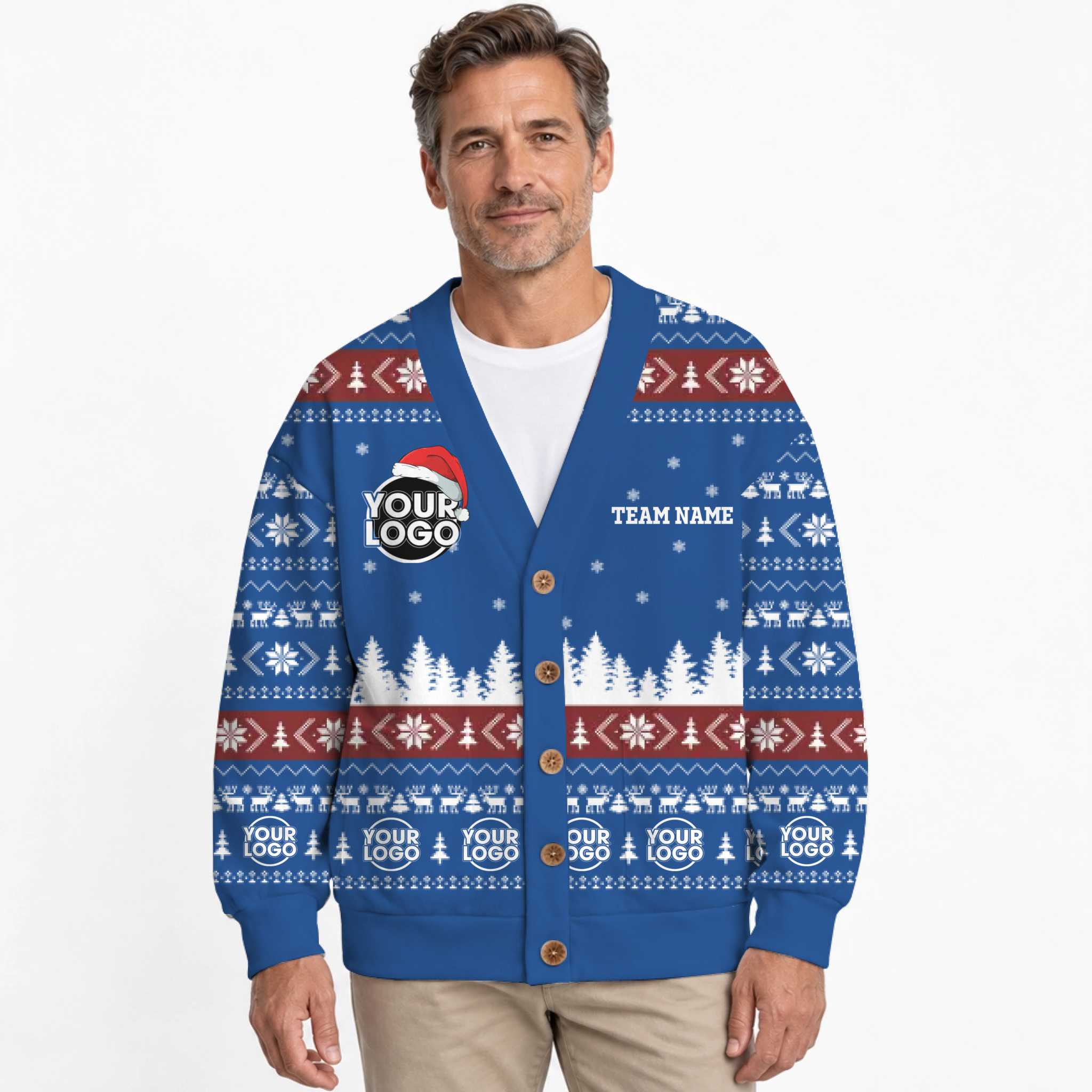 Custom Logo And Text Ugly Christmas Cardigan Unisex 2