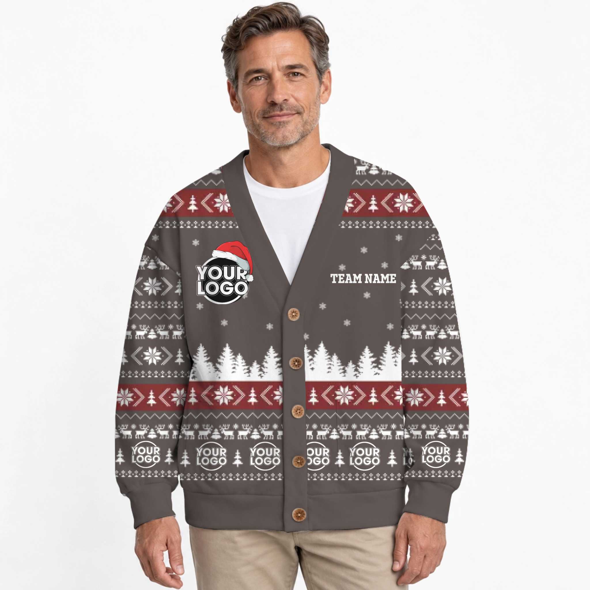 Custom Logo And Text Ugly Christmas Cardigan Unisex 5