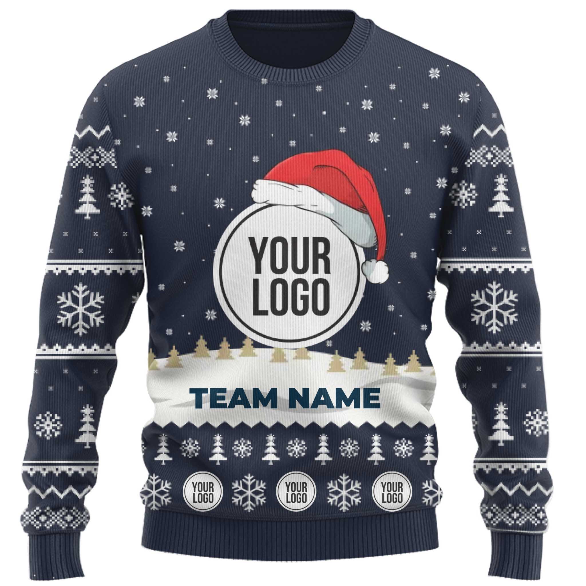 Custom Logo And Text Ugly Christmas Sweater For Group 3