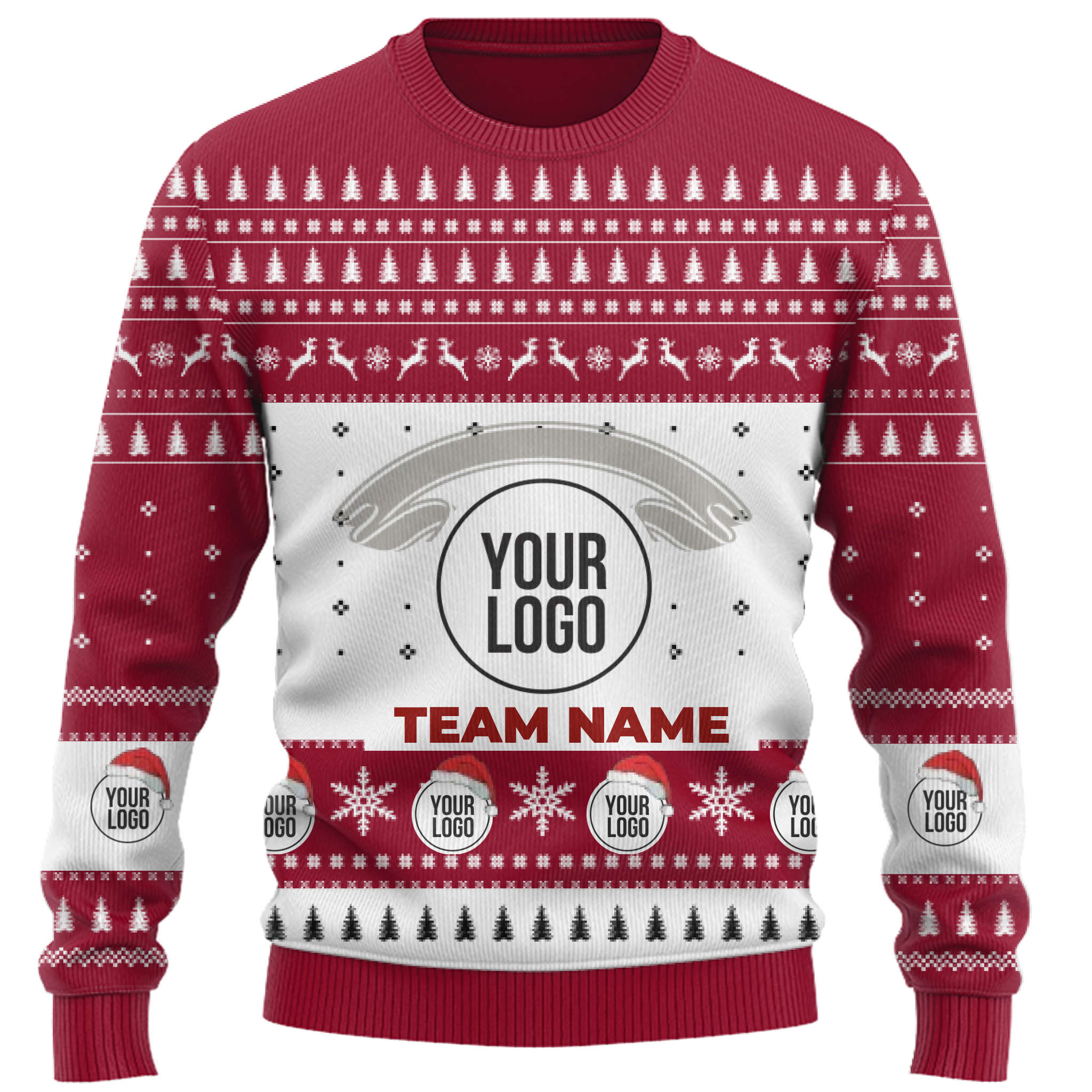 Custom Logo And Text Ugly Christmas Sweater For Teams 4