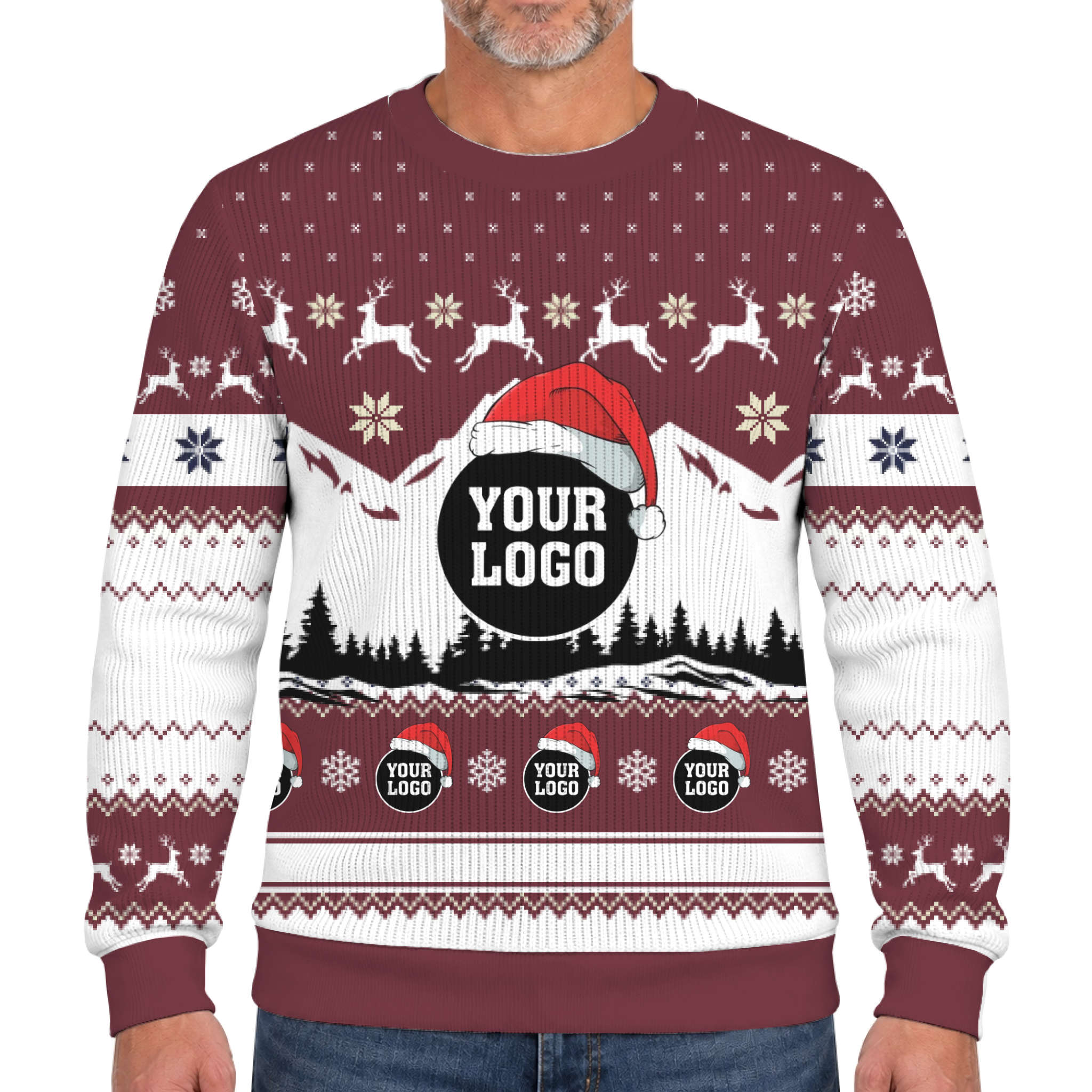 Custom Logo Christmas Mountain Lookalike Knit Sweater  12