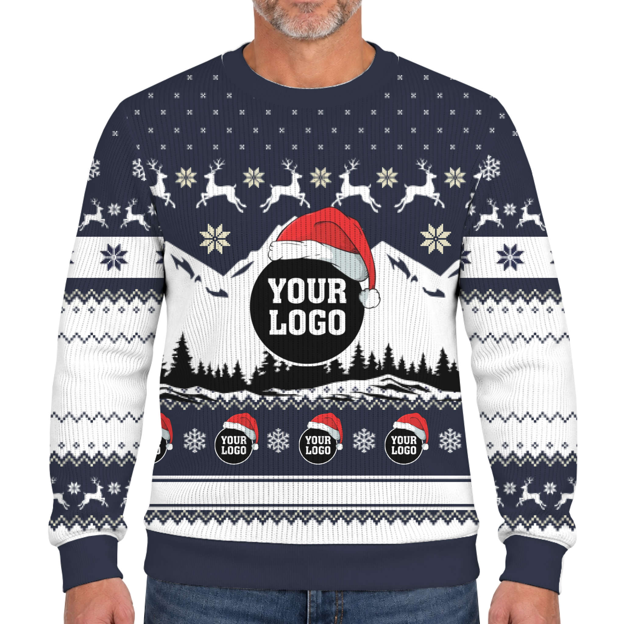 Custom Logo Christmas Mountain Lookalike Knit Sweater  6