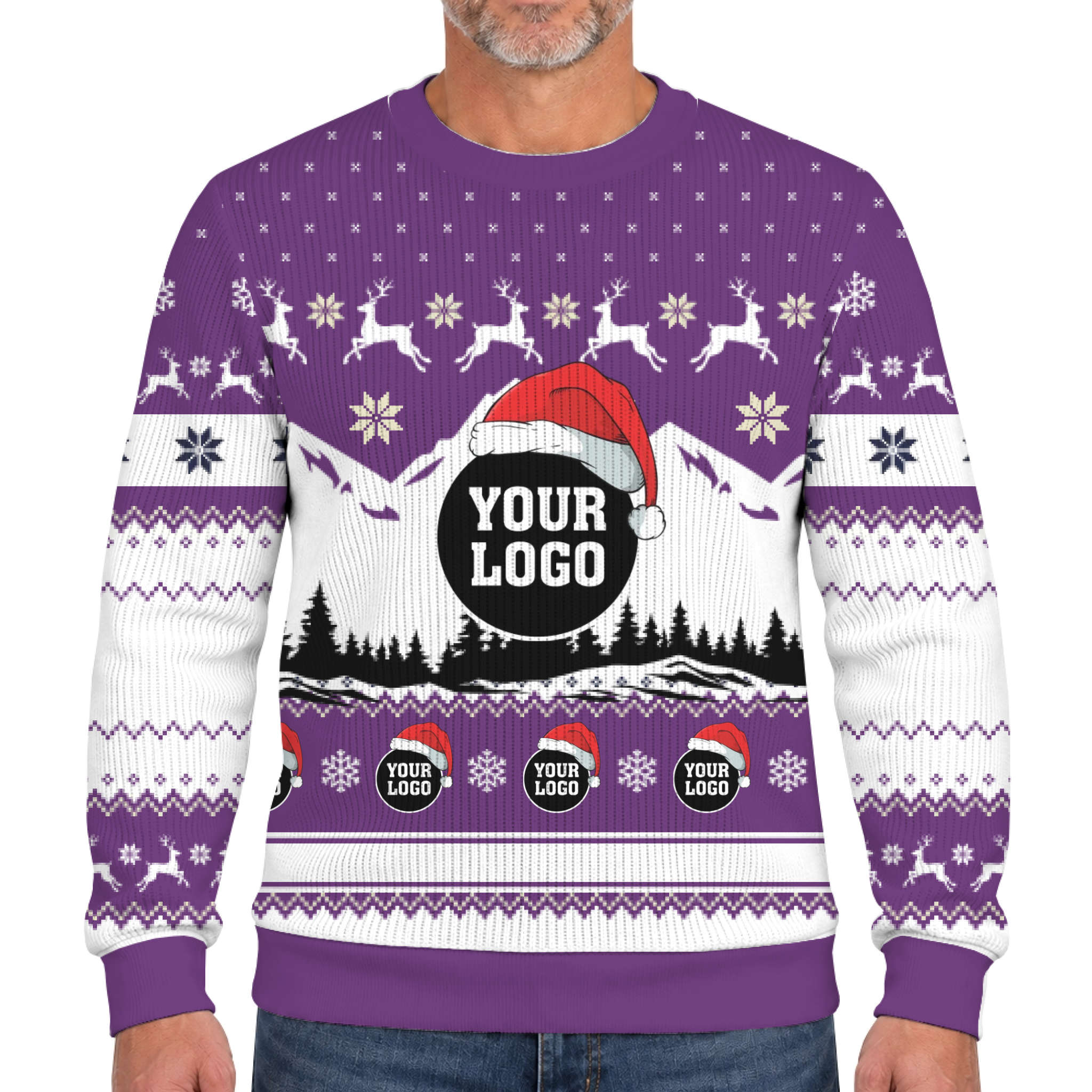 Custom Logo Christmas Mountain Lookalike Knit Sweater  7