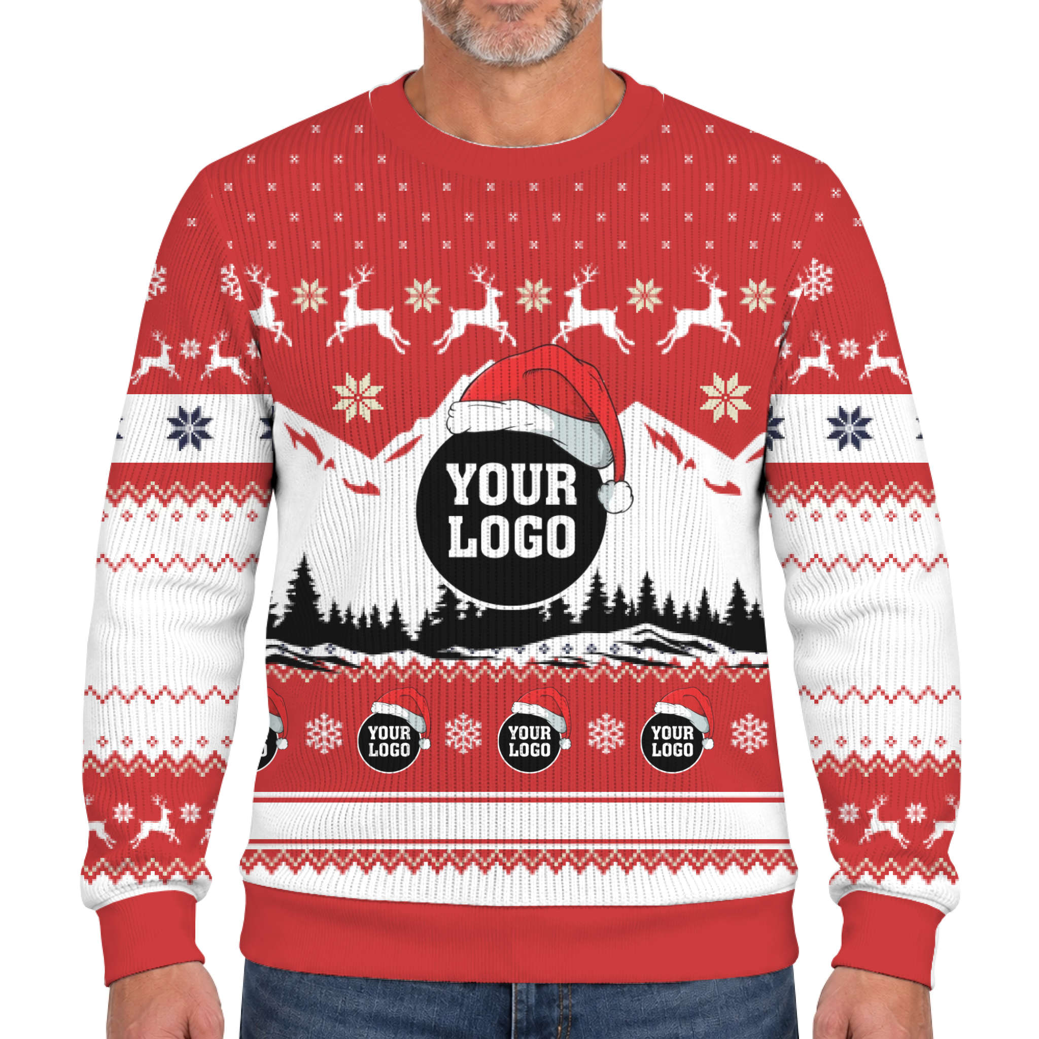Custom Logo Christmas Mountain Lookalike Knit Sweater  3