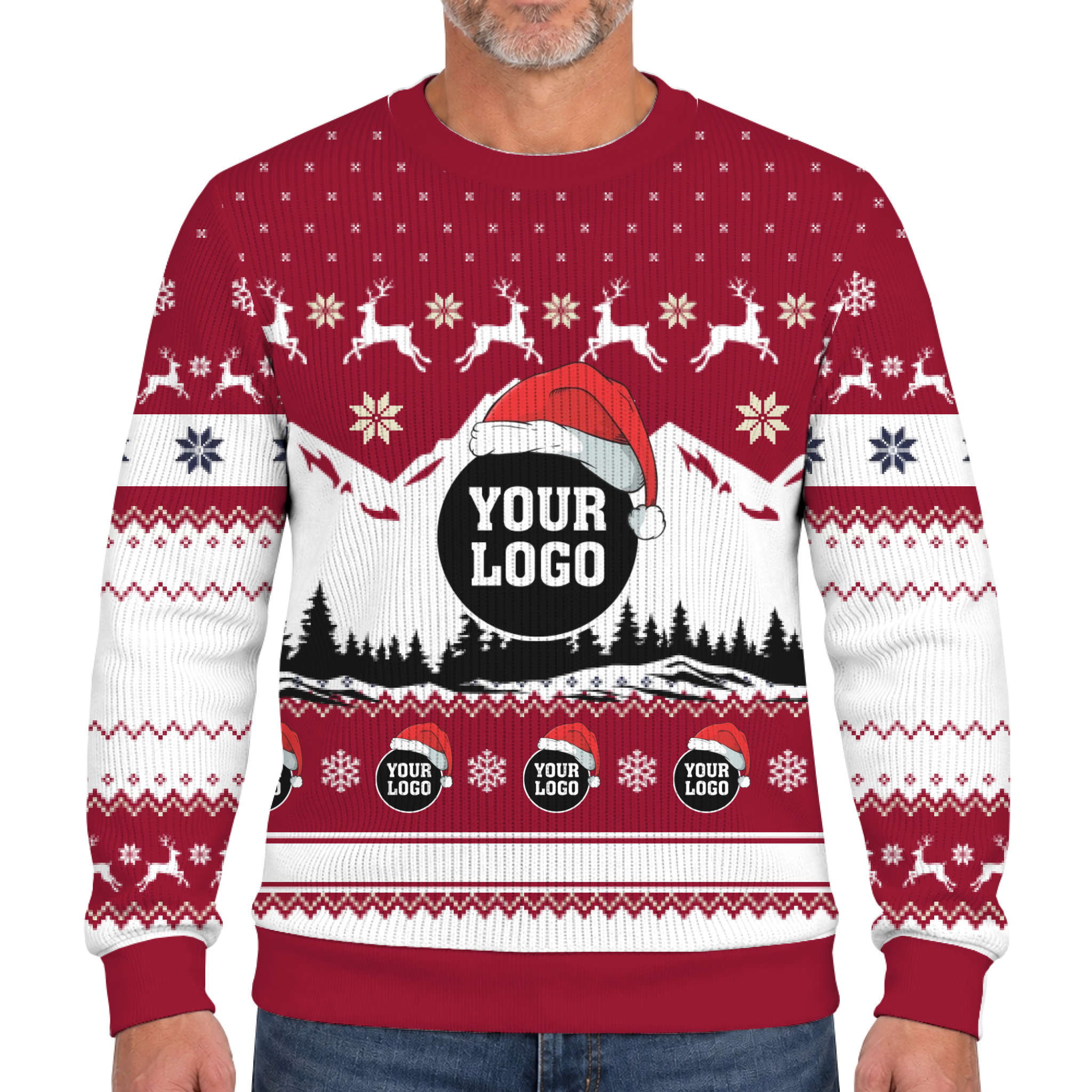 Custom Logo Christmas Mountain Lookalike Knit Sweater  9