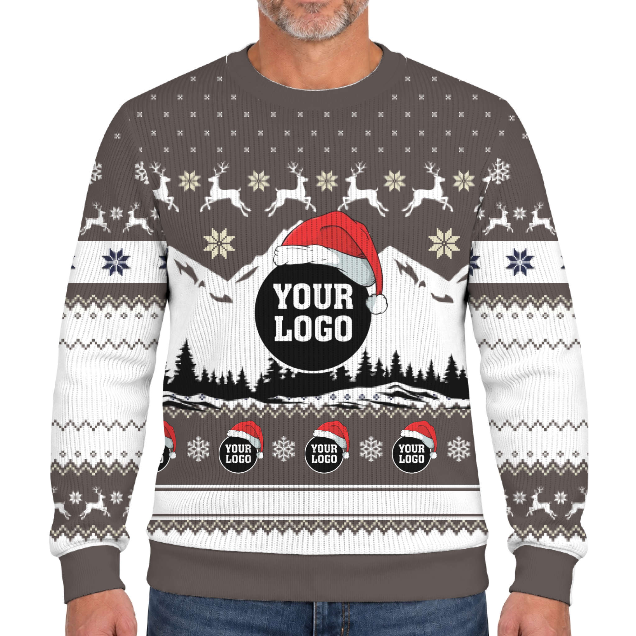 Custom Logo Christmas Mountain Lookalike Knit Sweater  10