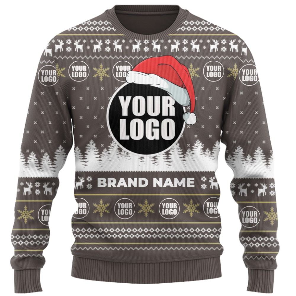 Custom Logo Christmas Sweater With Santa Hat 8