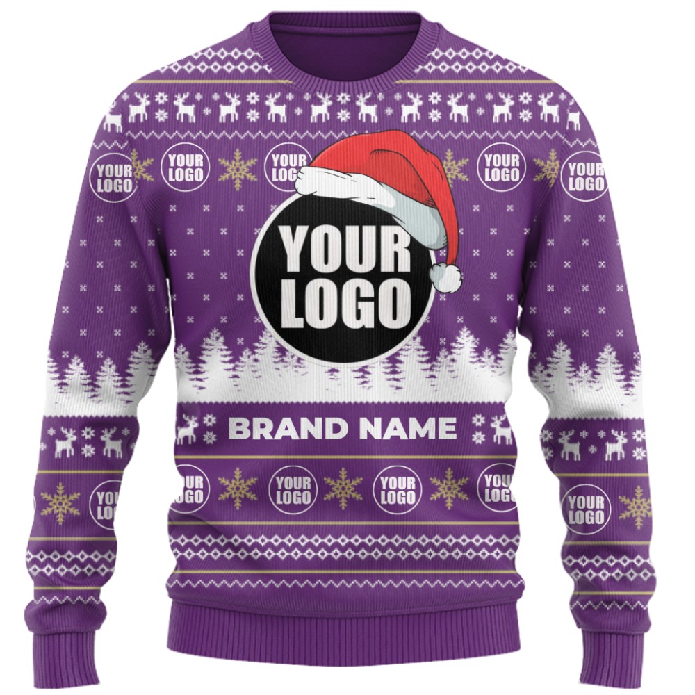 Custom Logo Christmas Sweater With Santa Hat 7