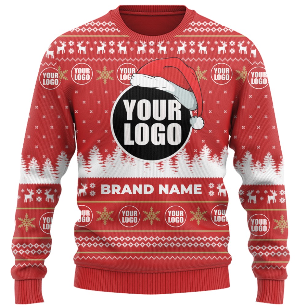 Custom Logo Christmas Sweater With Santa Hat 4