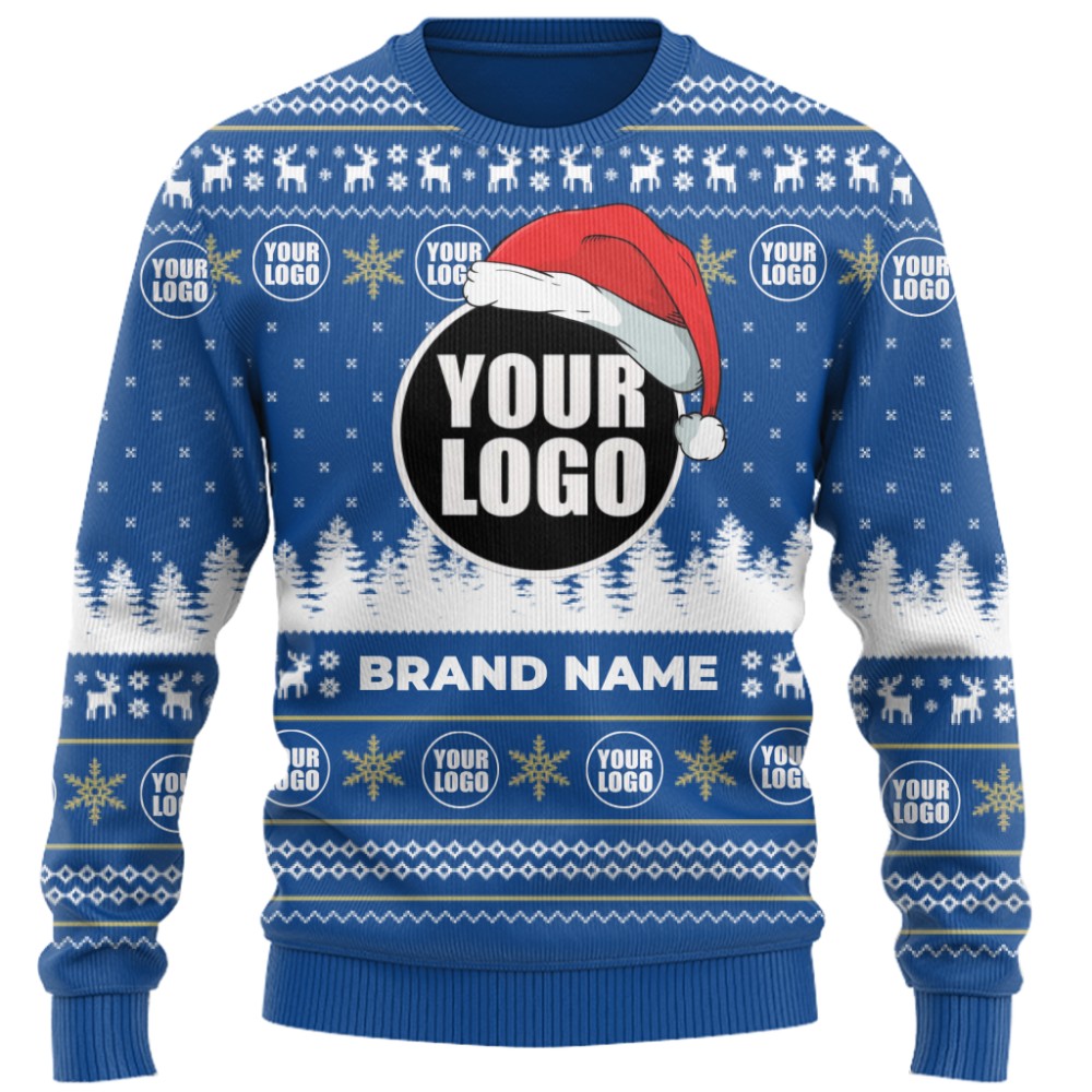 Custom Logo Christmas Sweater With Santa Hat 9
