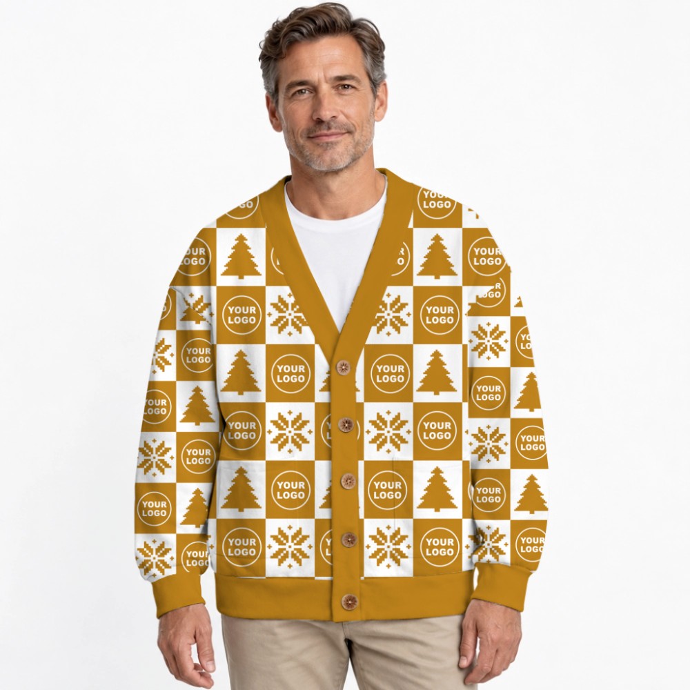 Custom Logo Or Face Checkerboard Ugly Christmas Cardigan 5