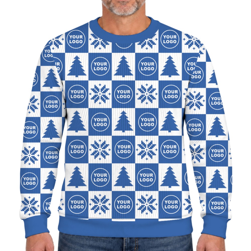 Custom Logo Or Face Checkerboard Ugly Christmas Soft Sweater 2